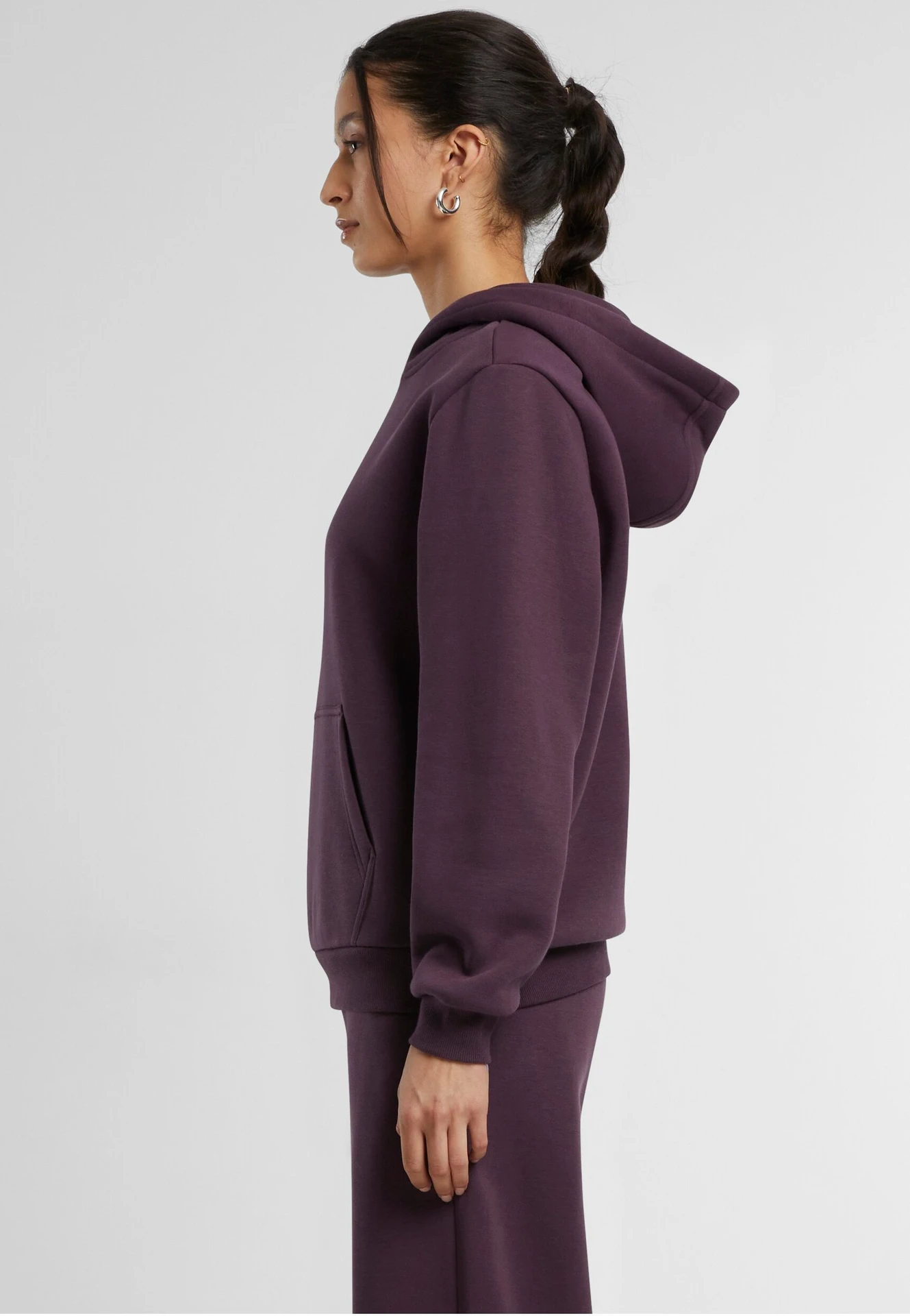 BYB-BY289-ladies-fluffy-hoody-plumpurple-model-1 Build Your Brand Ladies Fluffy Hoody