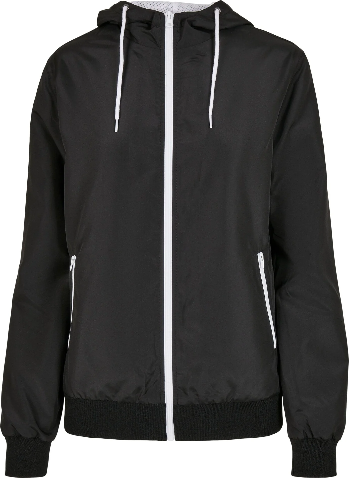 BYB-BY147-ladies-recycled-windrunner-black-white-front-4 Build Your Brand Ladies Recycled Windrunner