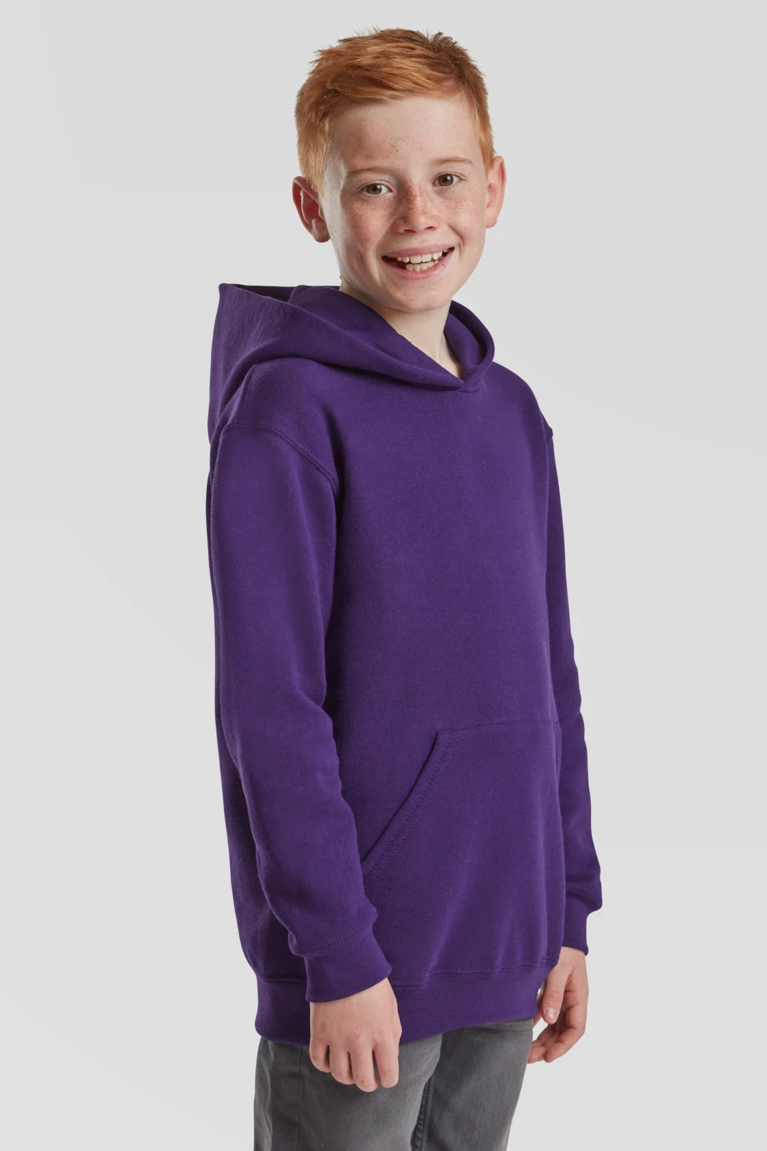 fruit-of-the-loom-62-043-0-kids-classic-hooded-sweatshirt-purple-model-1 F.O.L. Kids Classic Hooded Sweat