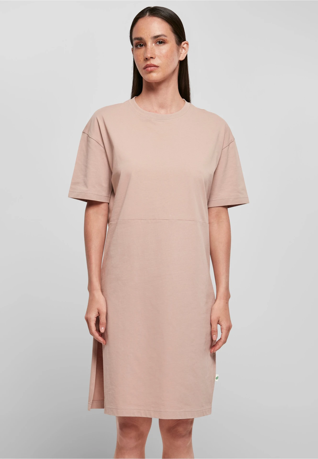 Build Your Brand Ladies Organic Oversized Slit Tee Dress
