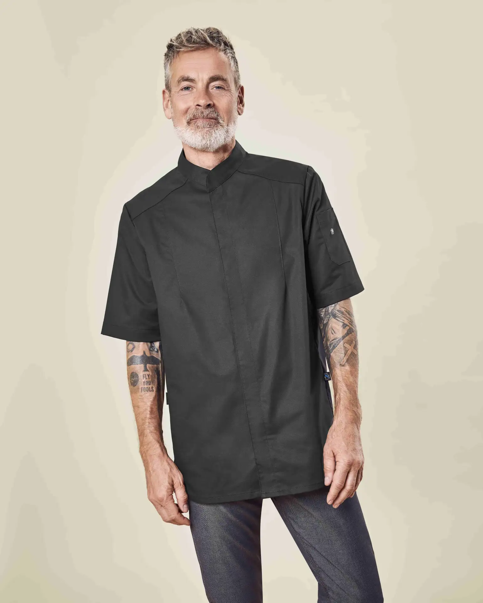 GREIFF Kochjacke kurzarm mit verdeckter Knopfleiste Regular Fit