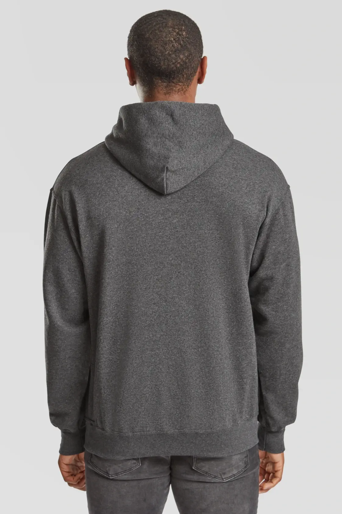 fruit-of-the-loom-62-208-0-classic-hooded-sweatshirt-darkheathergrey-model-2 F.O.L. Classic Hooded Sweat