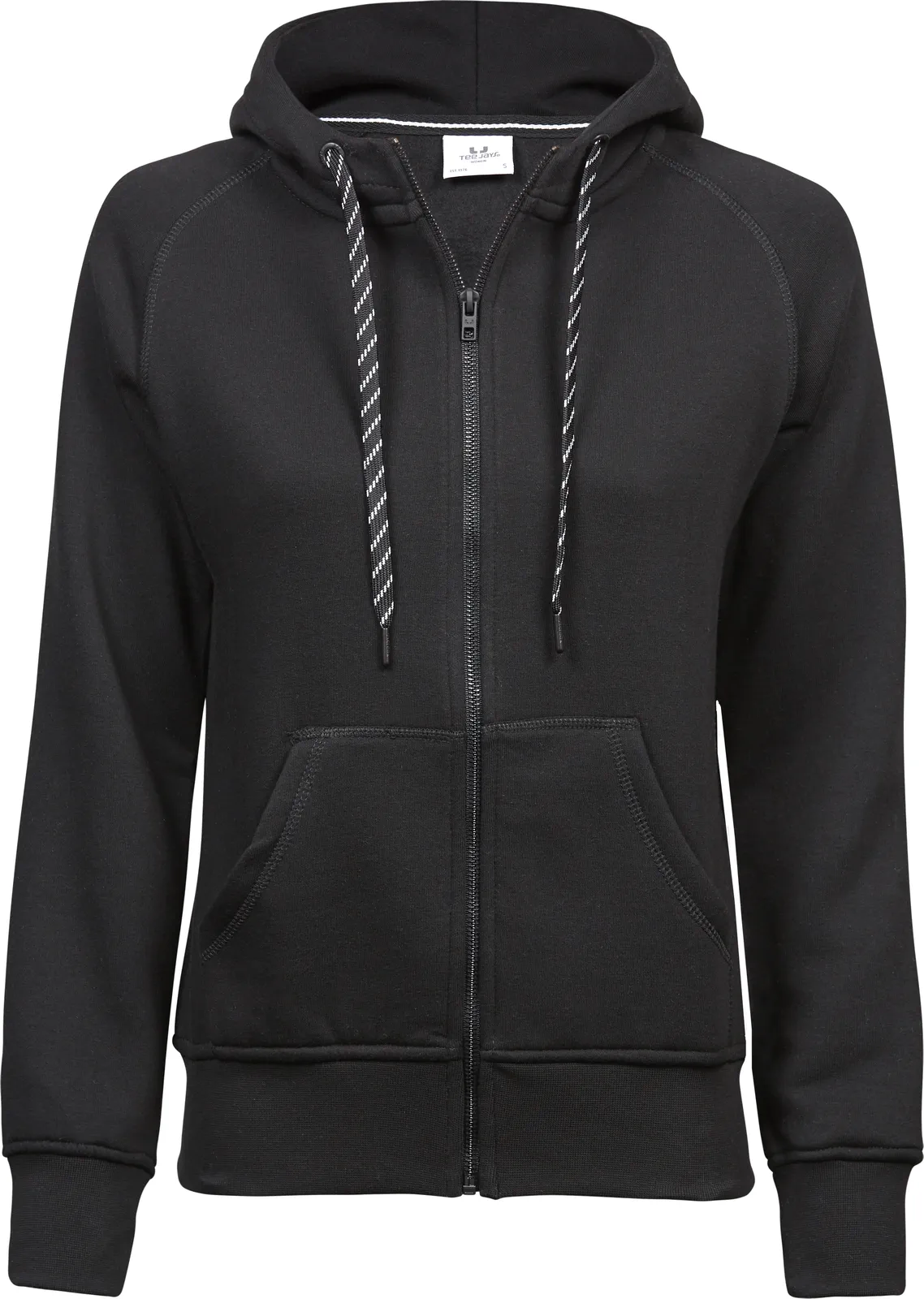 tee-jays-5436-womens-fashion-full-zip-hood-black-front-1 Tee Jays Ladies` Fashion Full Zip Hood