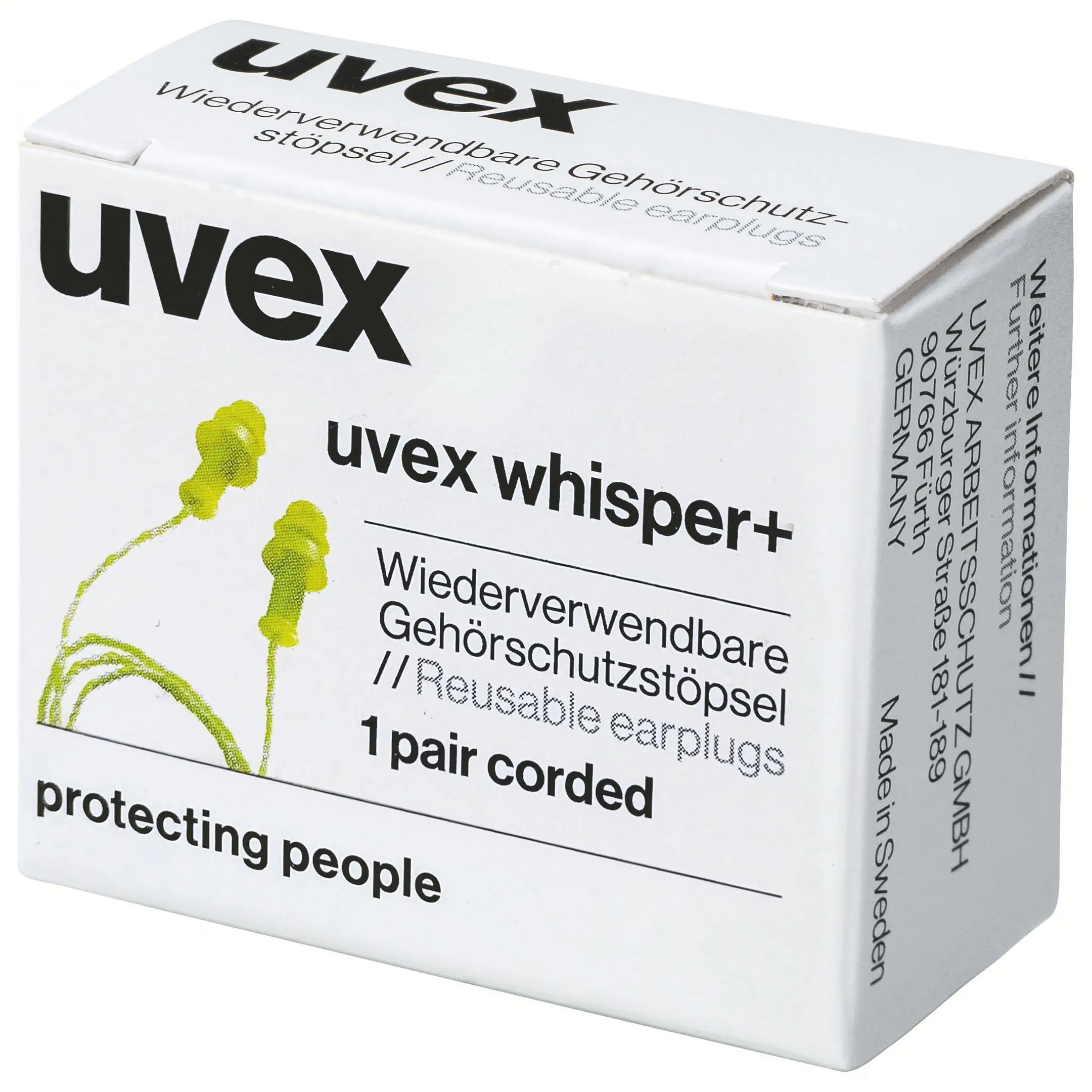 uvex whisper+ Gehörschutzstöpsel + Kordel in Minibox
