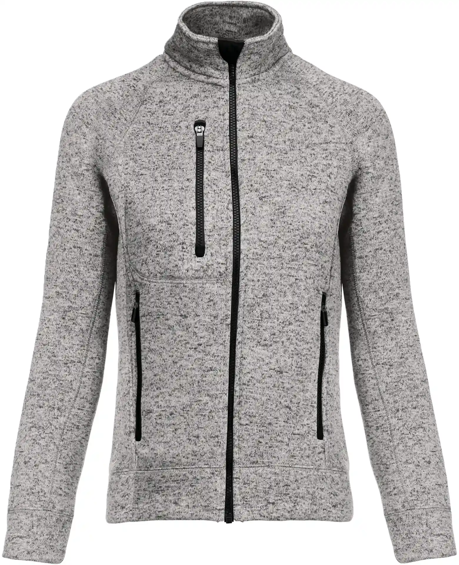 kariban-K9107-damen-melange-strickfleece-jacke-lightgreymelange-front-3 Kariban Damen Melange Strickfleece Jacke