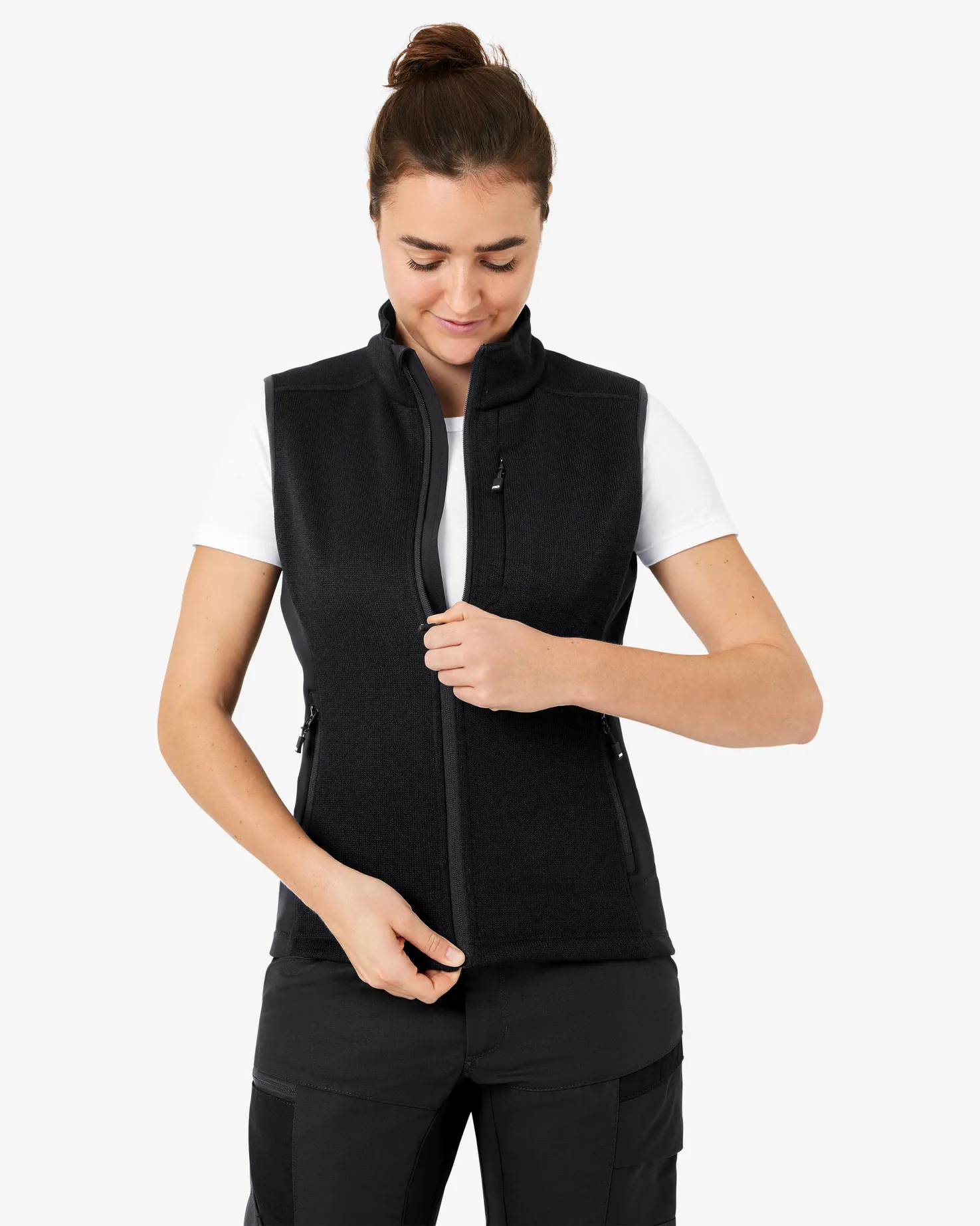 FHB-79599-elsa-strick-fleece-weste-schwarz-model-1 FHB Strick-Fleece-Weste ELSA