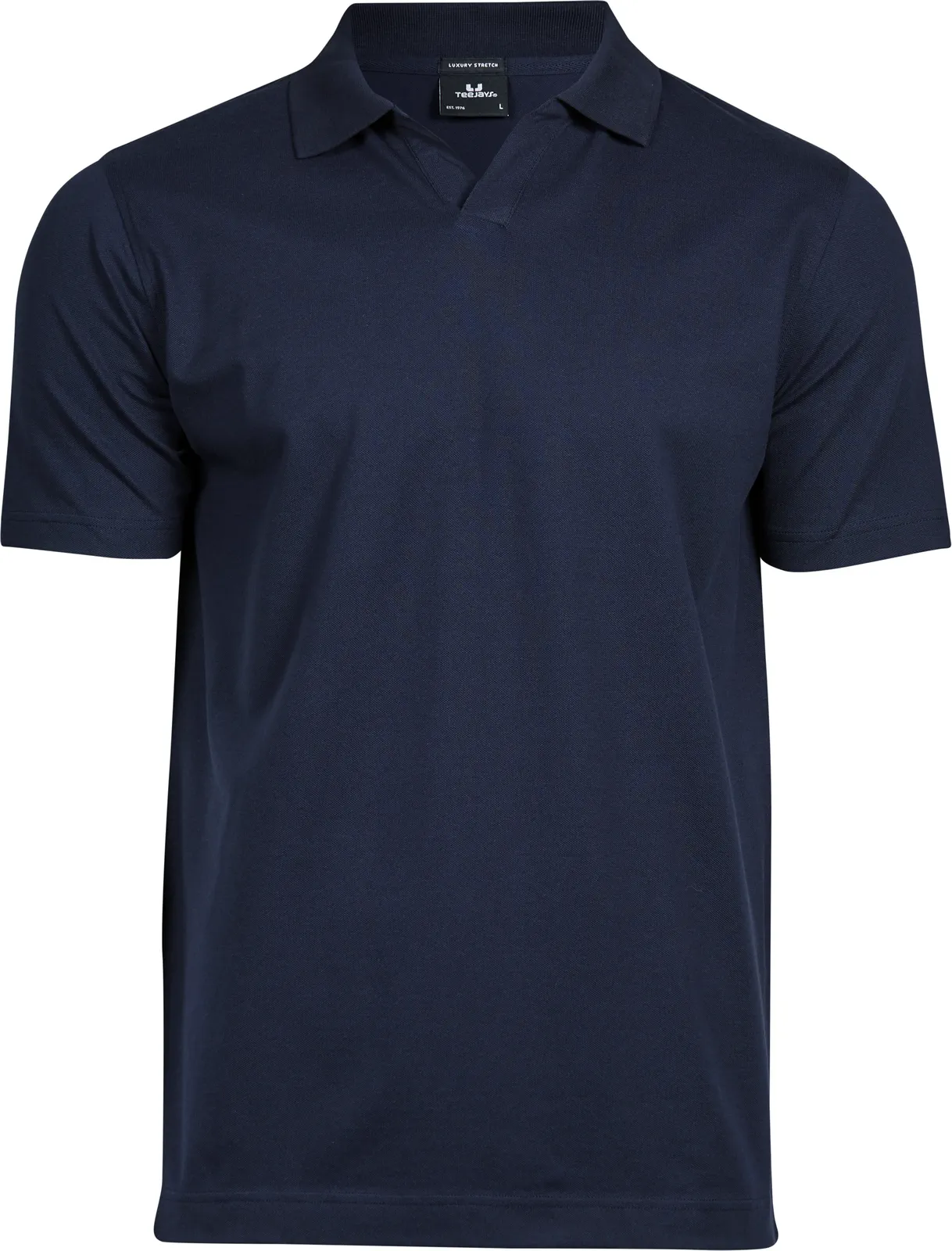 tee-jays-1404-luxury-stretch-v-neck-poloshirt-navy-front-1 Tee Jays Luxury Stretch V-Neck Polo
