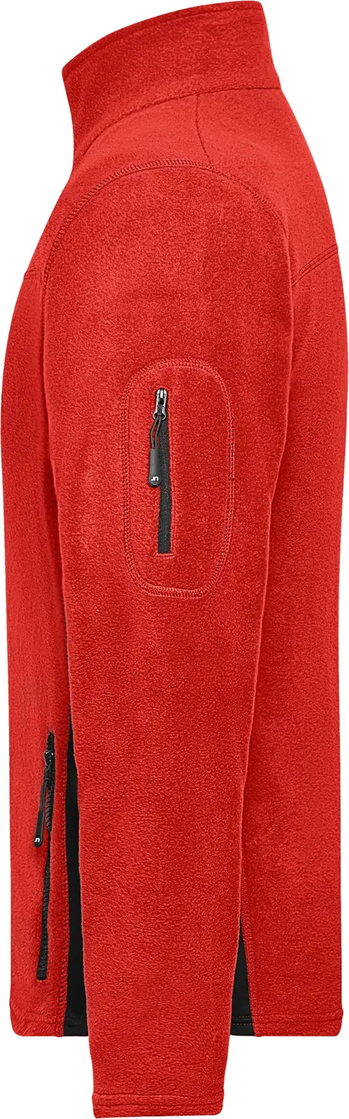 jn842-mens-workwear-fleece-jacket-red-black-left-4 James & Nicholson Men's Workwear Fleece Jacket -Strong-