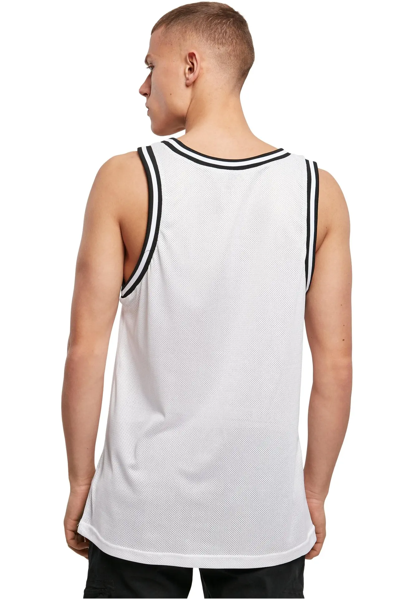BYB-BY009-mesh-tanktop-white-black-model-2 Build Your Brand Mesh Tanktop