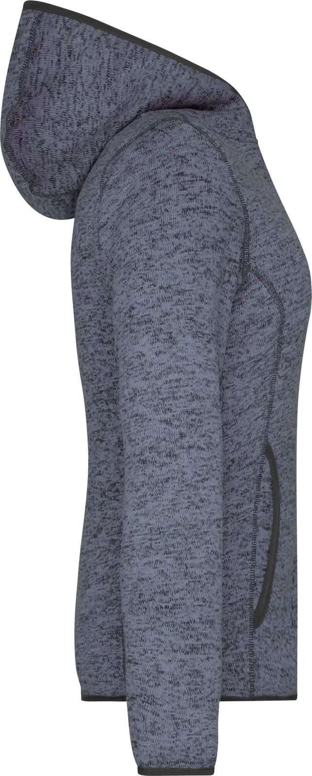 jn588-ladies-knitted-fleece-hoody-denimmelange-black-right-6 James & Nicholson Ladies Knitted Fleece Hoody