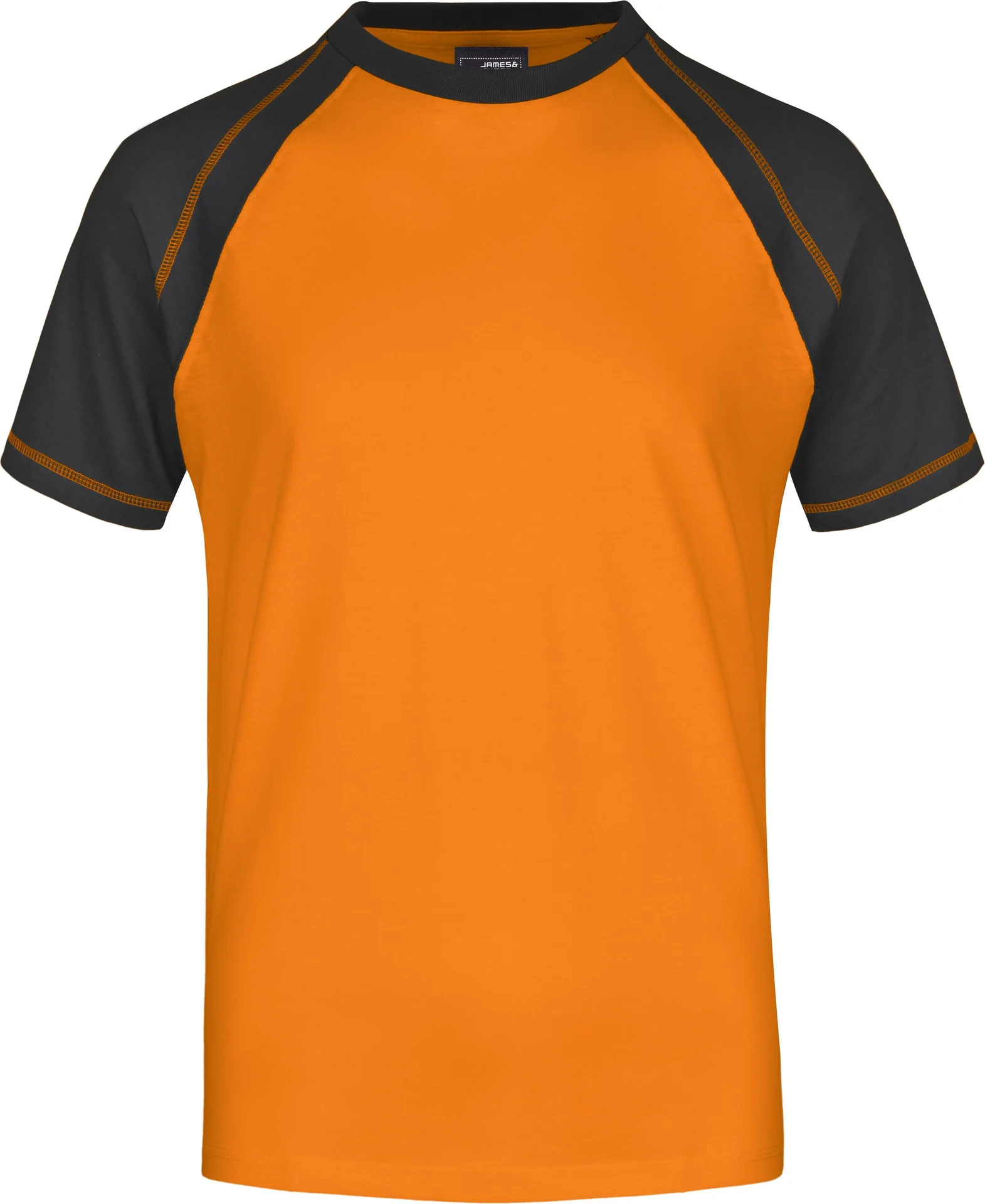 jn010-mens-raglan-t-shirt-orange-black-front-3 James & Nicholson Men´s Raglan-T