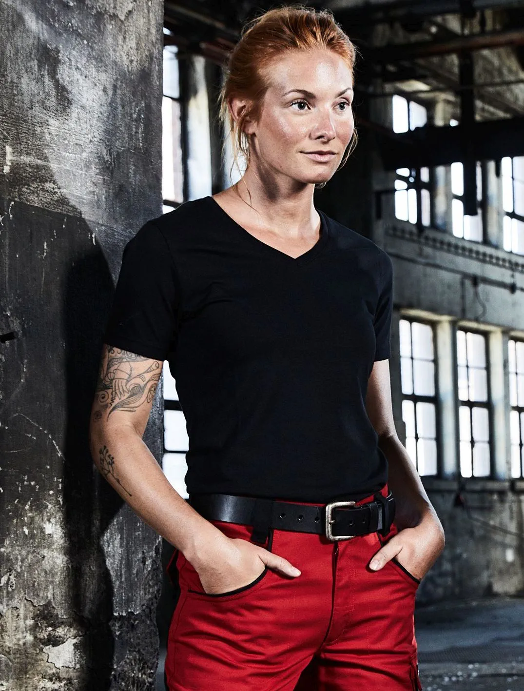 jn1807-ladies-bio-workwear-t-shirt-model-1 James & Nicholson Ladies Bio Workwear T-Shirt