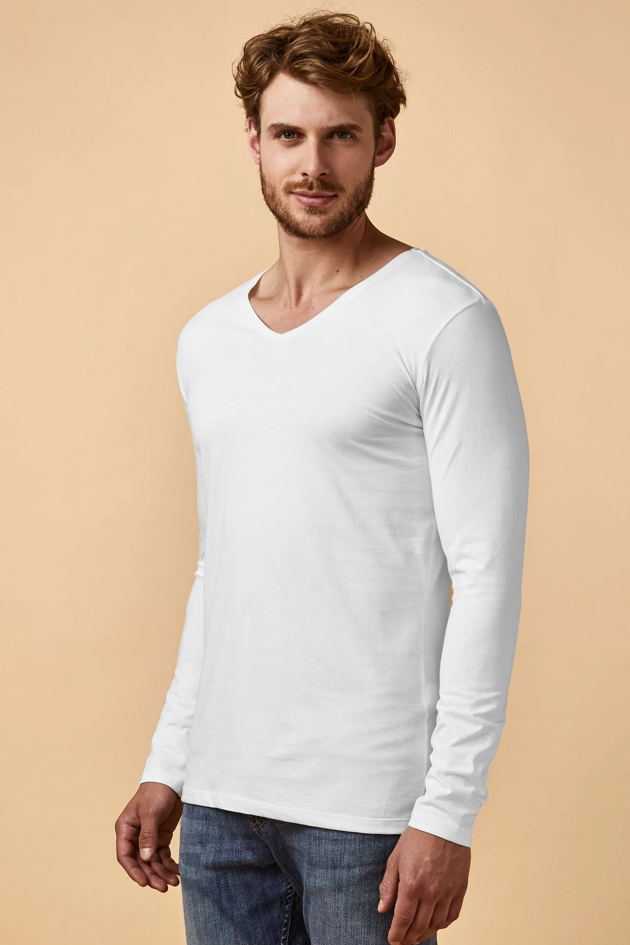 Promodoro X.O Men´s V-Neck T-Shirt Long Sleeve