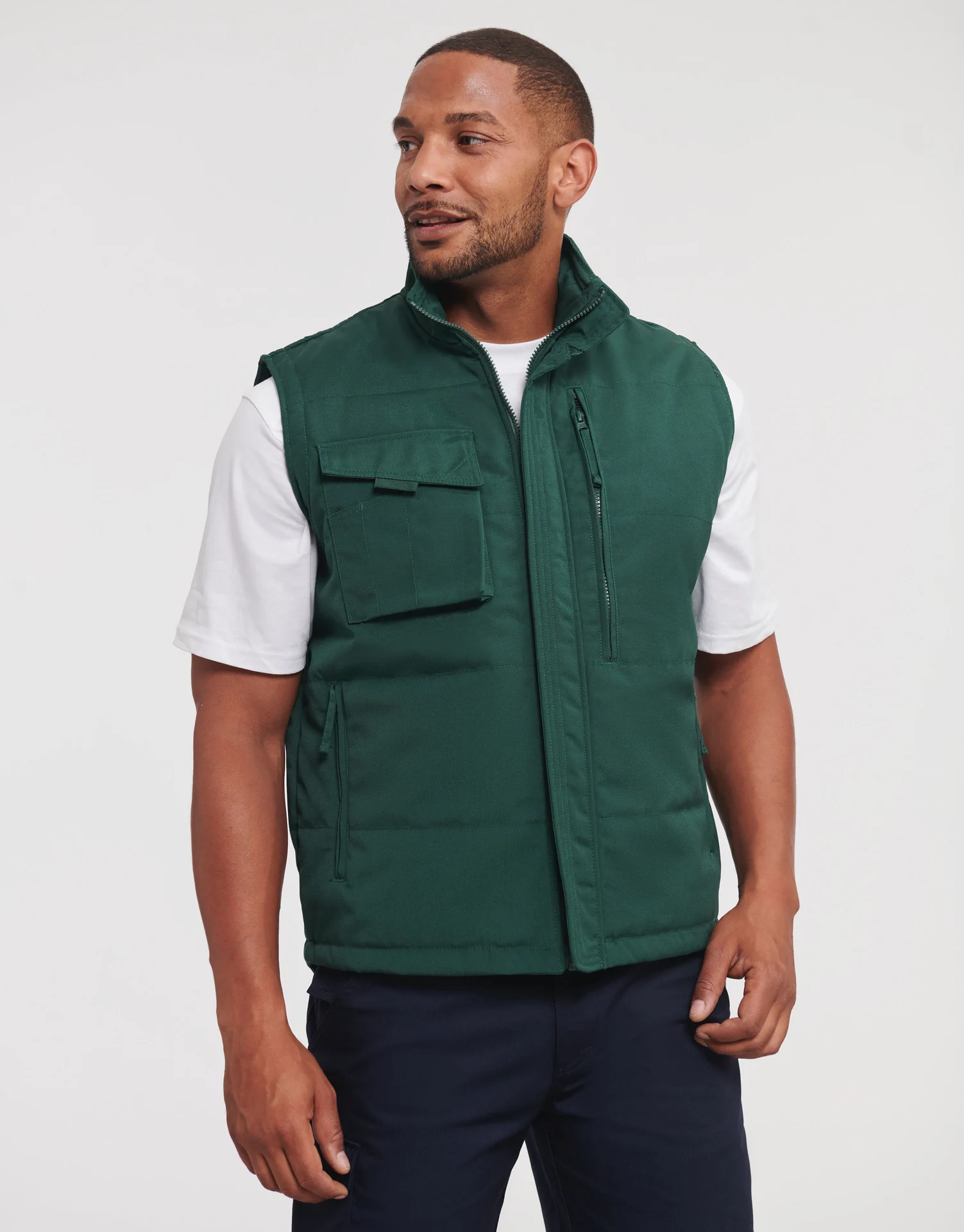 russell-r014m-adults-heavy-duty-gilet-bottlegreen-model-1 Russell Heavy Duty Workwear Gilet