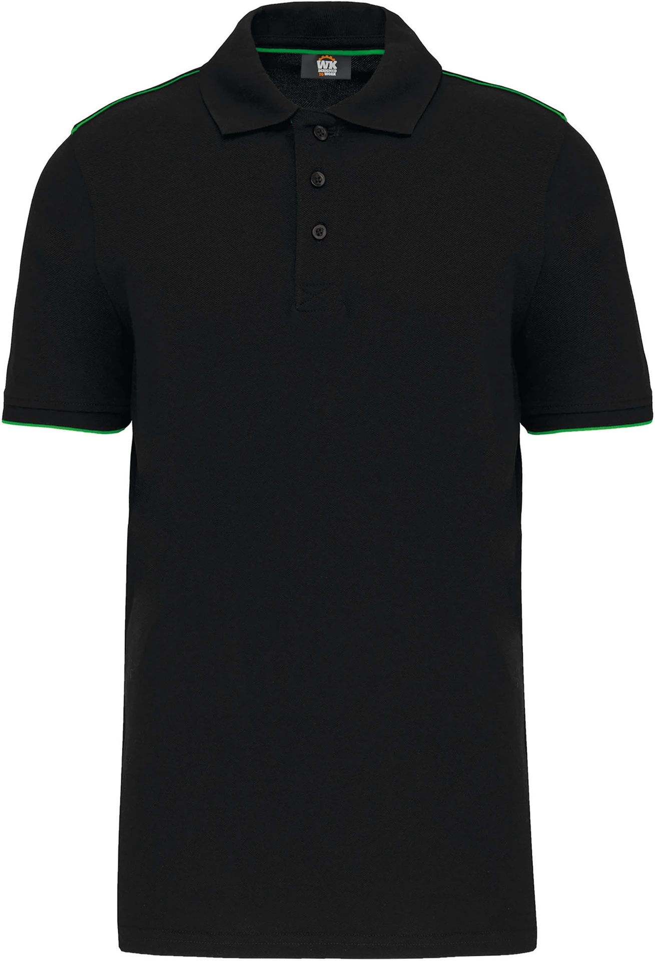 kariban-WK270-herren-workwear-pique-polo-day-to-day-black-kellygreen-front-3 Kariban Herren Workwear Piqué Polo "Day-to-Day"