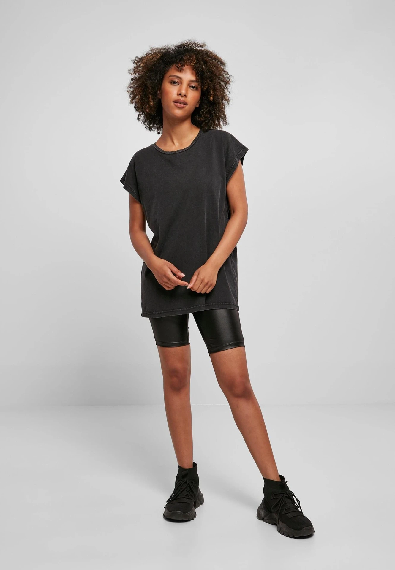 Build Your Brand Ladies Acid Washed Extended Shoulder Tee