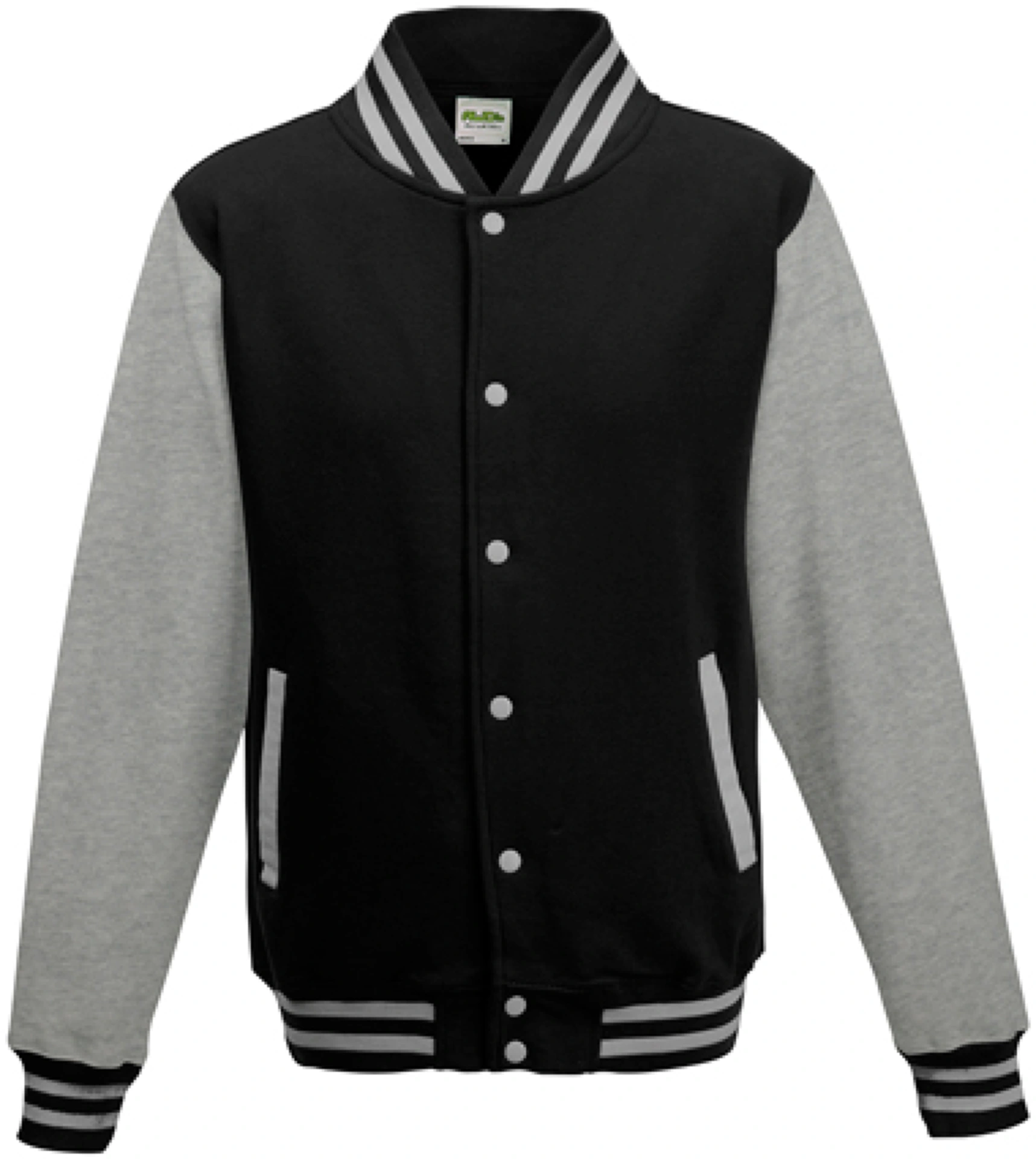 justhoods-jh043-varsity-jacket-jetblack-heathergrey-front-1 Just Hoods Varsity Jacket
