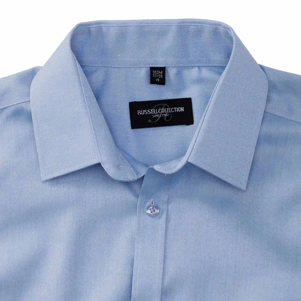 russell-r963m-mens-short-sleeve-herringbone-shirt-lightblue-detail-5 Russell Men's Short Sleeve Herringbone Shirt