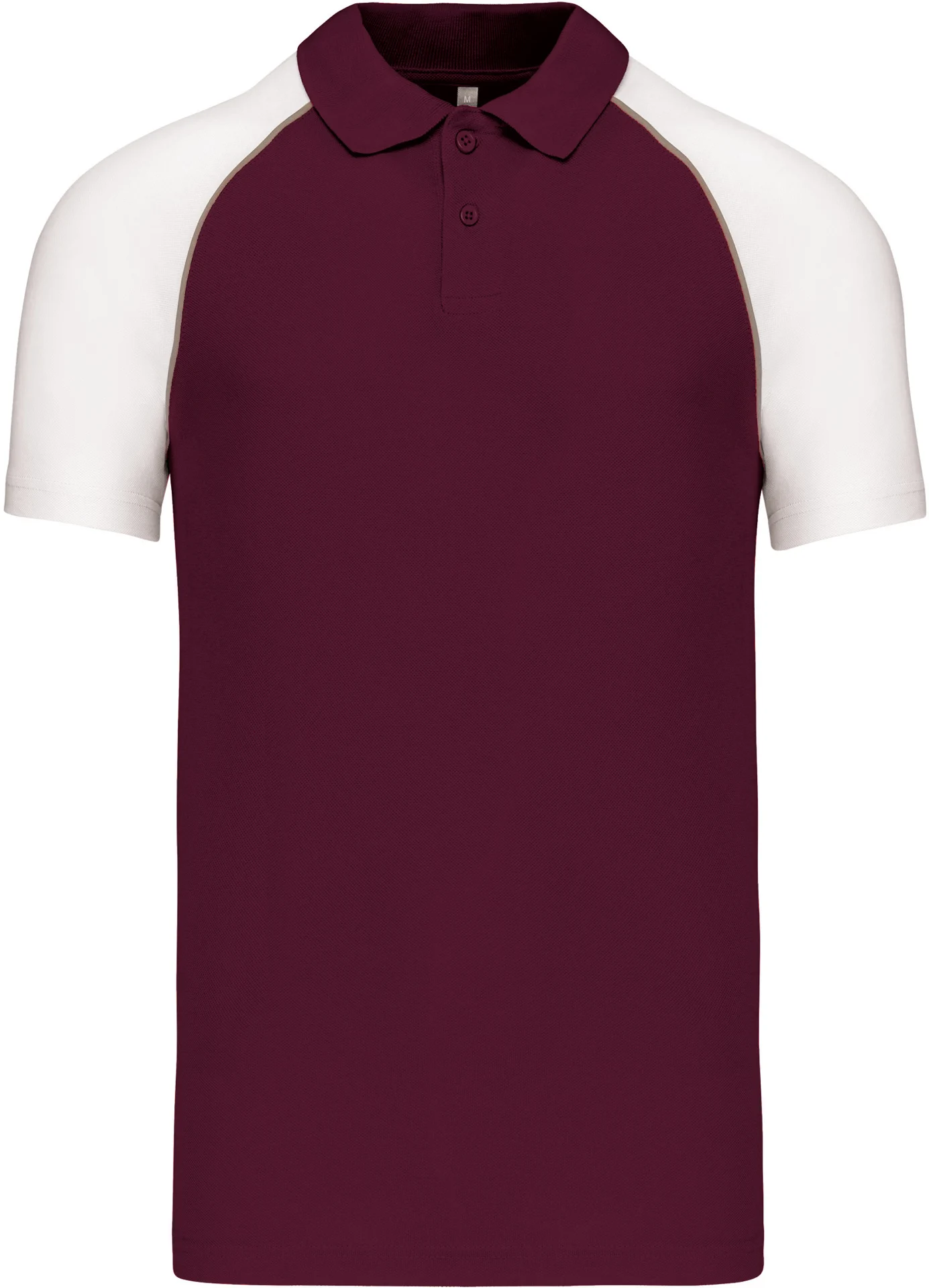 kariban-K226-baseball-pique-polo-bordeaux-lightgrey-white-front-3 Kariban Baseball Piqué Polo Shirt