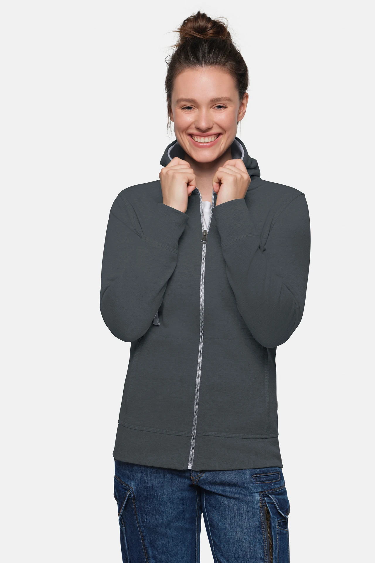 hakro-255-damen-kapuzenjacke-bonded-eco-anthrazit-silber-model-0 HAKRO Women-Kapuzenjacke 255 Bonded