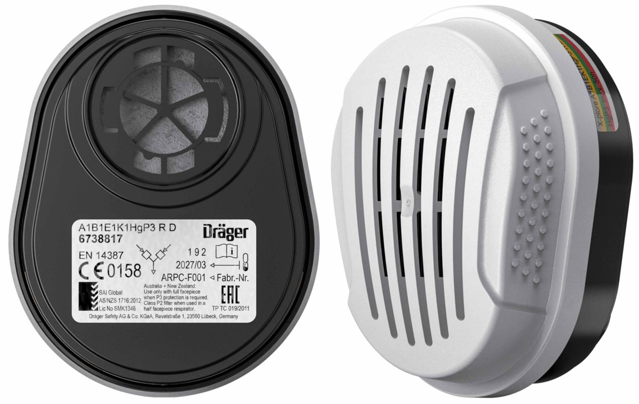 Dräger Kombinationsfilter Bajonett A1B1E1K1 Hg P3 R D