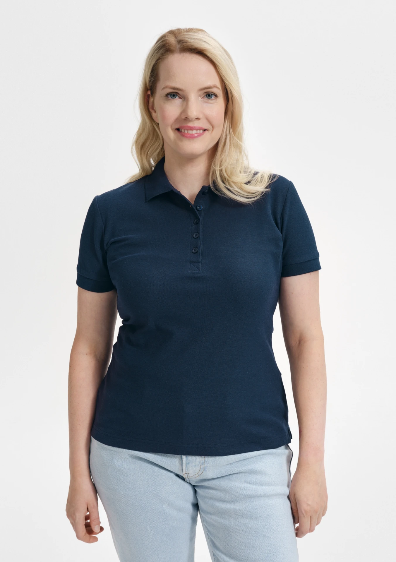 malfini-213-cotton-polohemd-damen-marineblau-model-0 MALFINI Damen Polo Cotton 213