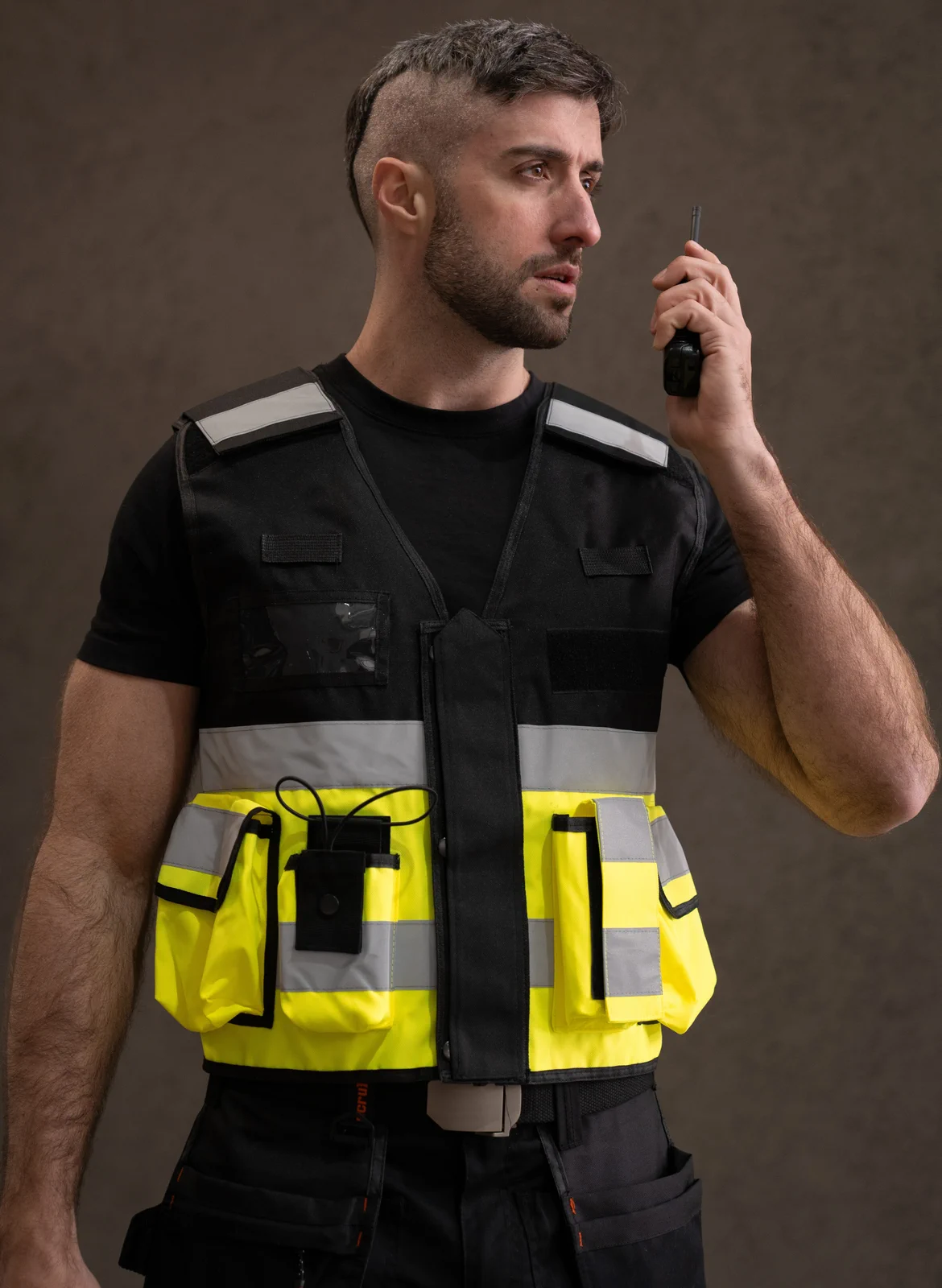 korntex-kxtac-tactical-vest-bonn-signalyellow-black-model-0 Korntex Tactical Hi-Viz Safety Vest Bonn