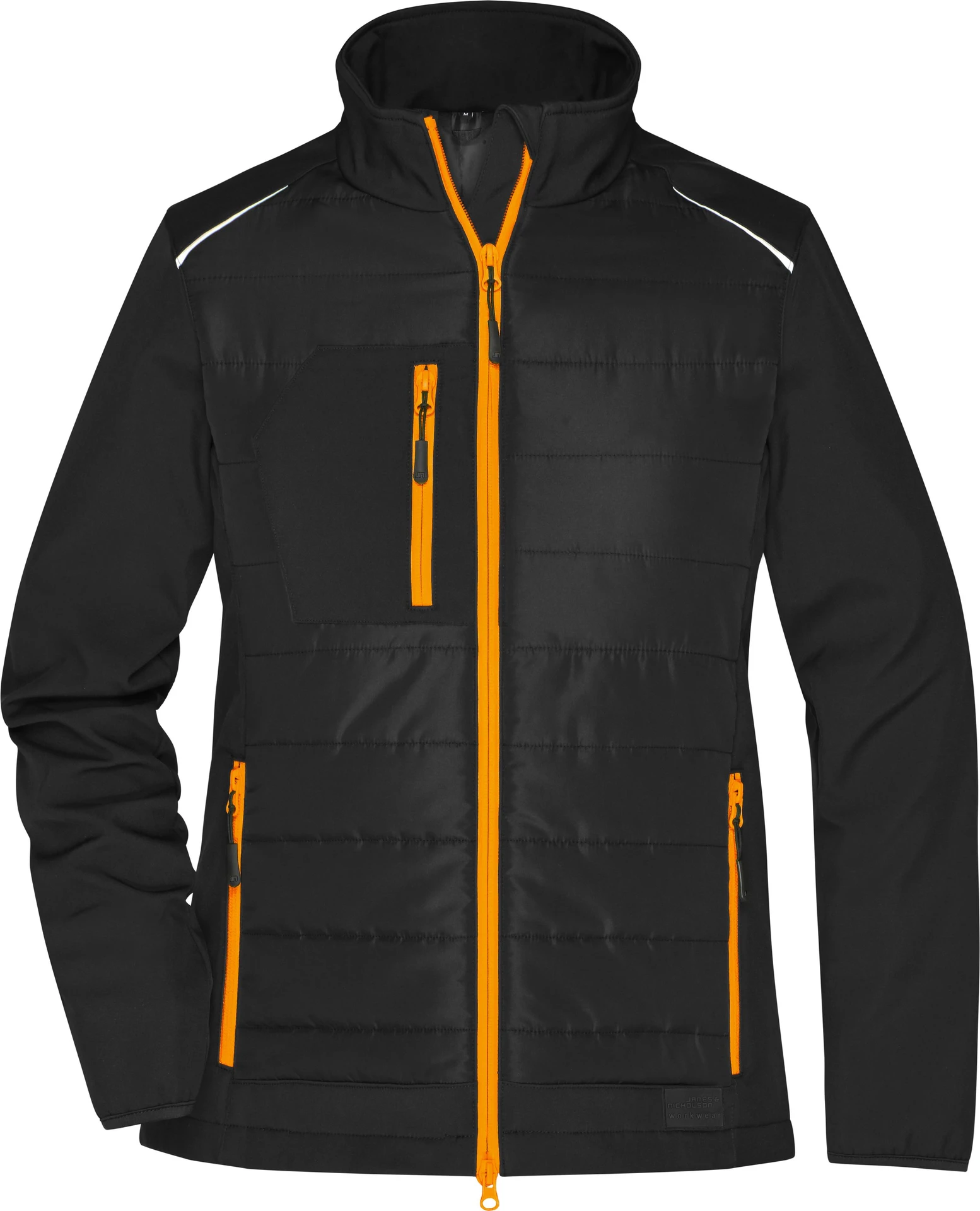jn1819-ladies-hybrid-jacket-black-neonorange-front-3 James & Nicholson Ladies Hybrid Jacket 1819
