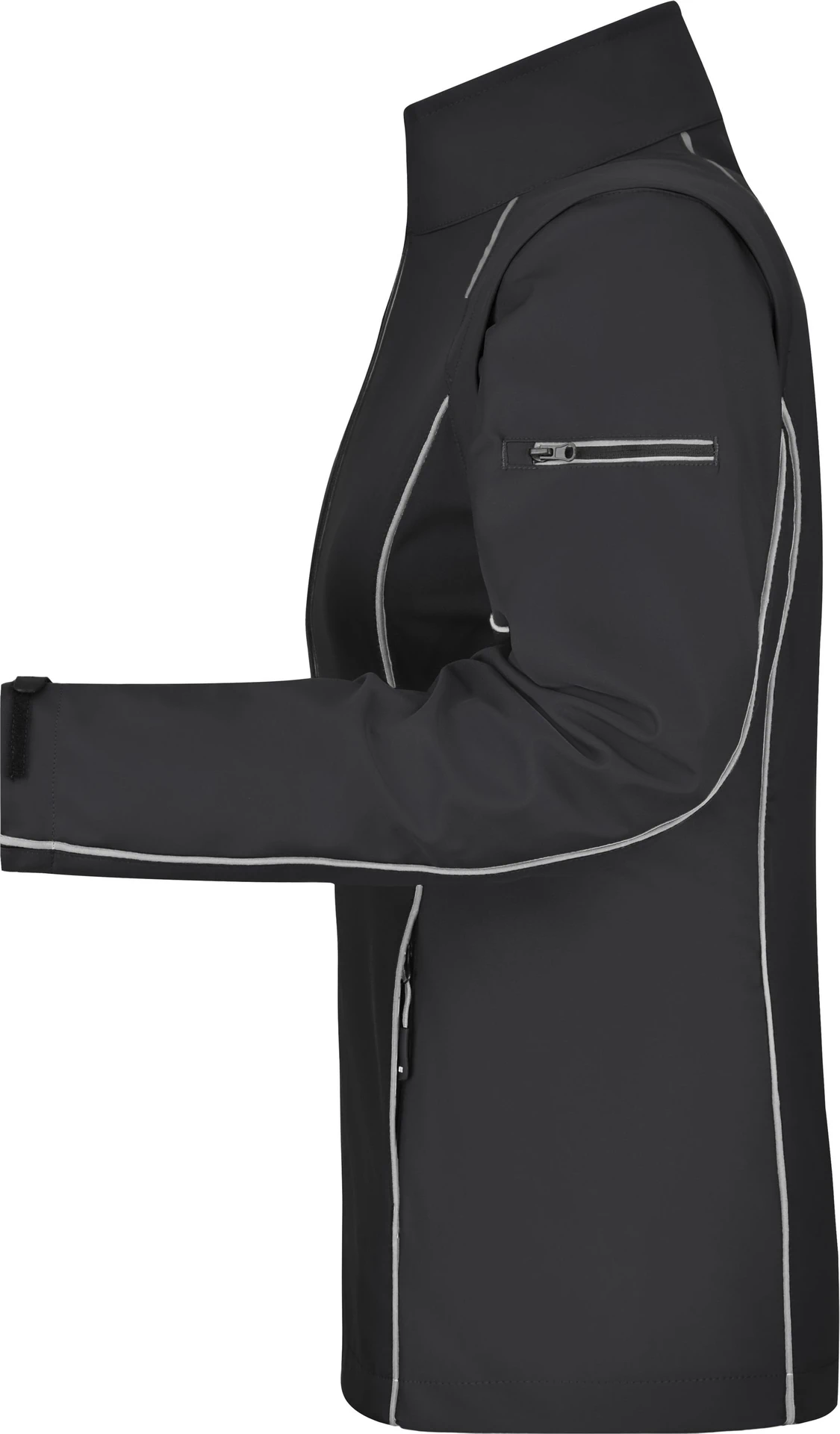 jn1121-ladies-zip-off-softshell-jacket-black-silver-left-4 James & Nicholson Ladies Zip-Off Softshell Jacket