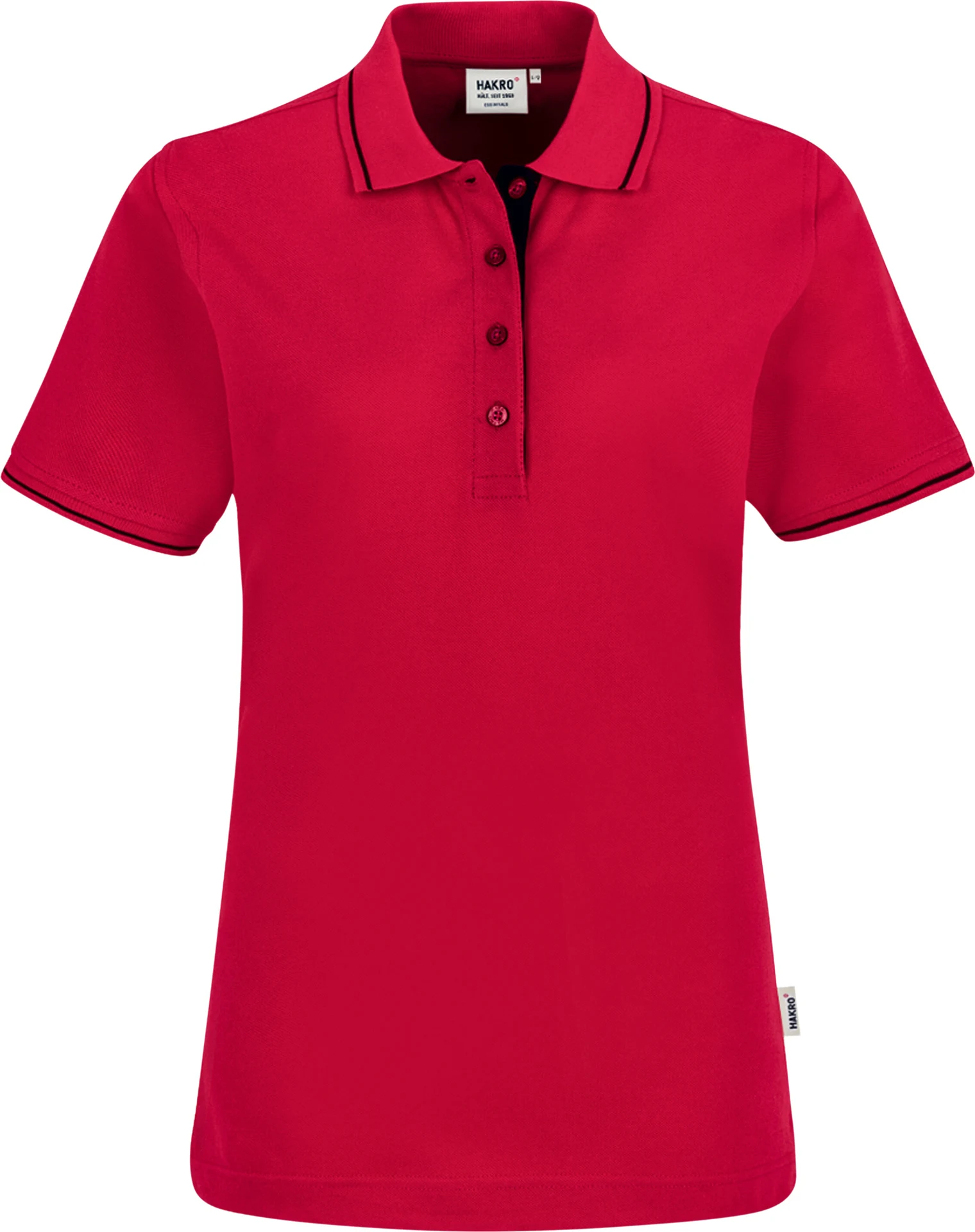 hakro-203-damen-poloshirt-casual-rot-schwarz-front-1 HAKRO Women-Poloshirt 203 Casual