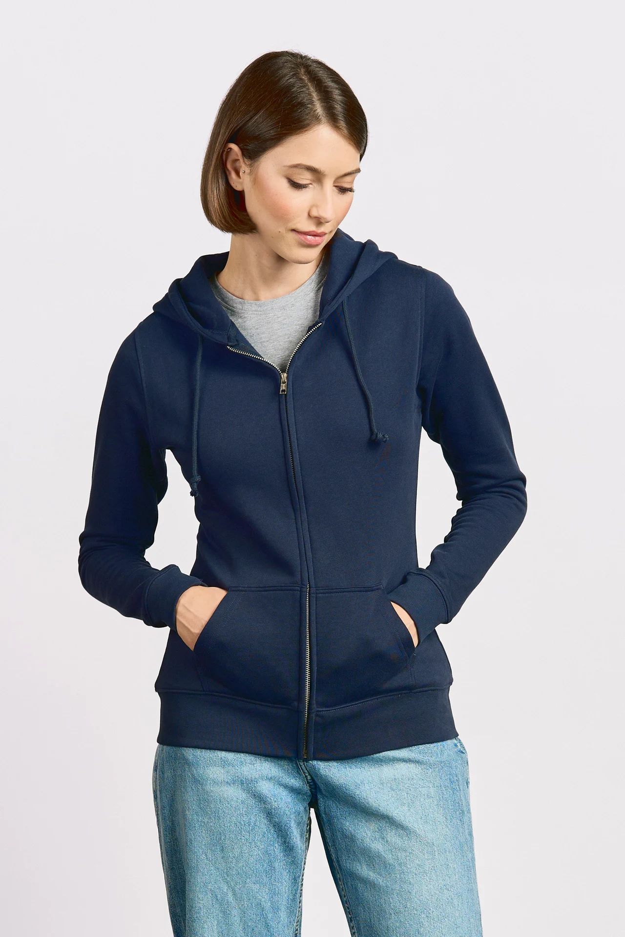 promodoro-5181-womens-hoody-jacket-navy-model-0 Promodoro Women's Hoody Jacket 80/20