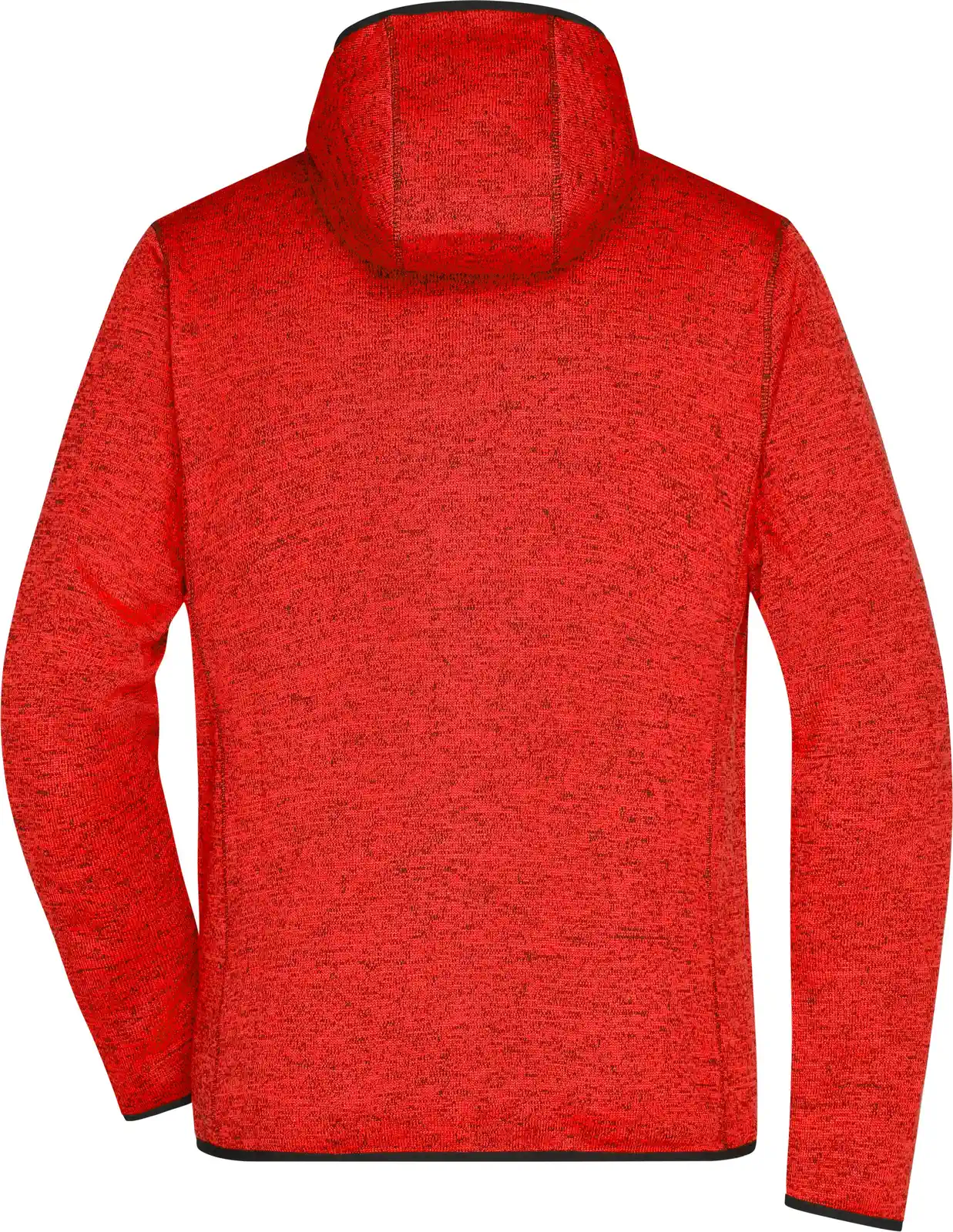 jn589-mens-knitted-fleece-hoody-redmelange-black-back-5 James & Nicholson Men's Knitted Fleece Hoody