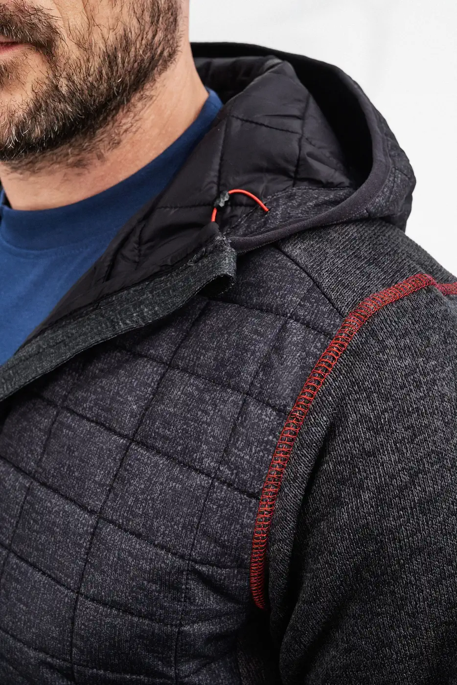 jn772-mens-knitted-hybrid-jacket-model-1 James & Nicholson Men's Knitted Hybrid Jacket
