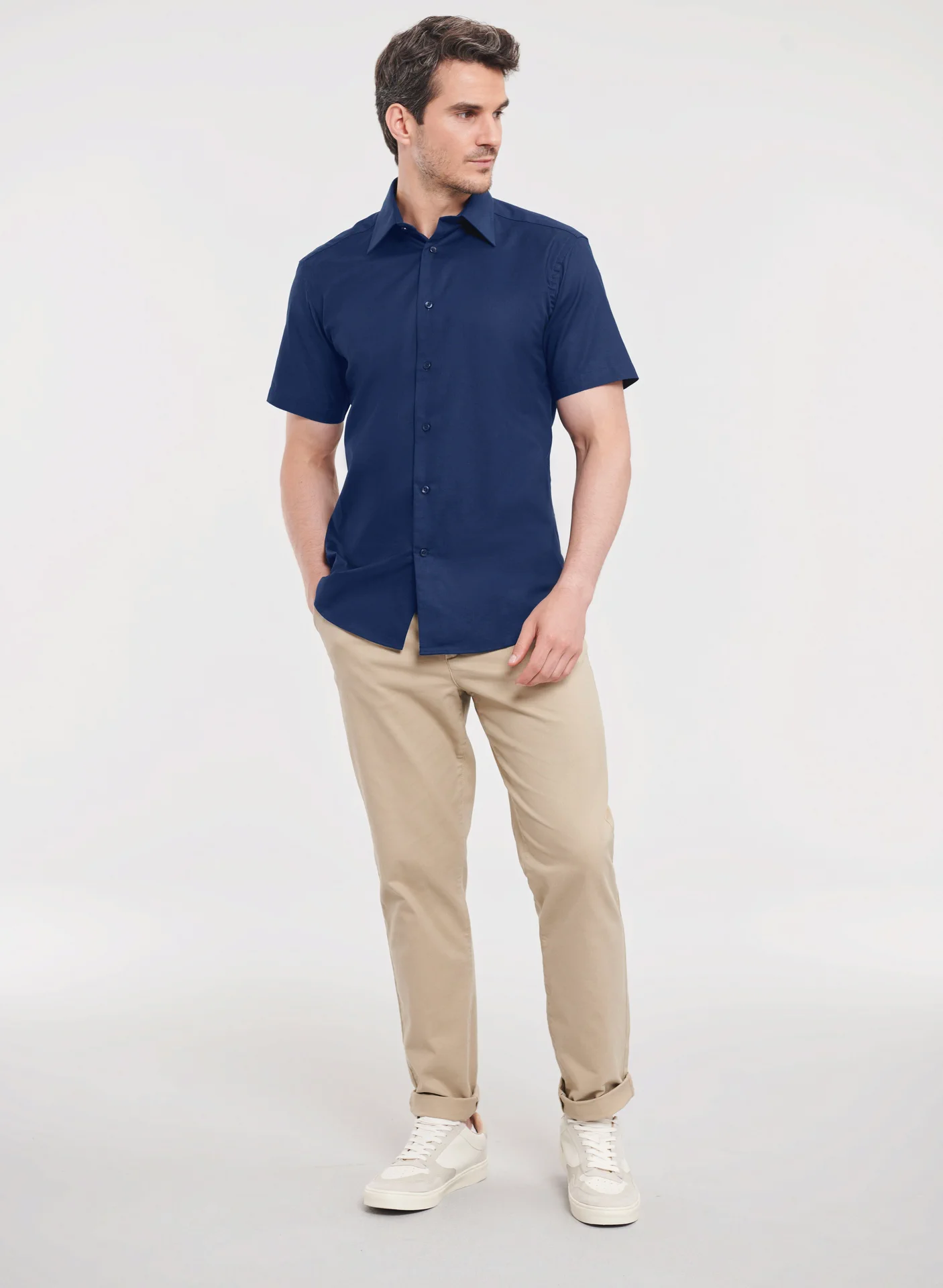 Russell Men's Short Sleeve Easy Care Tailored Oxford Shirt