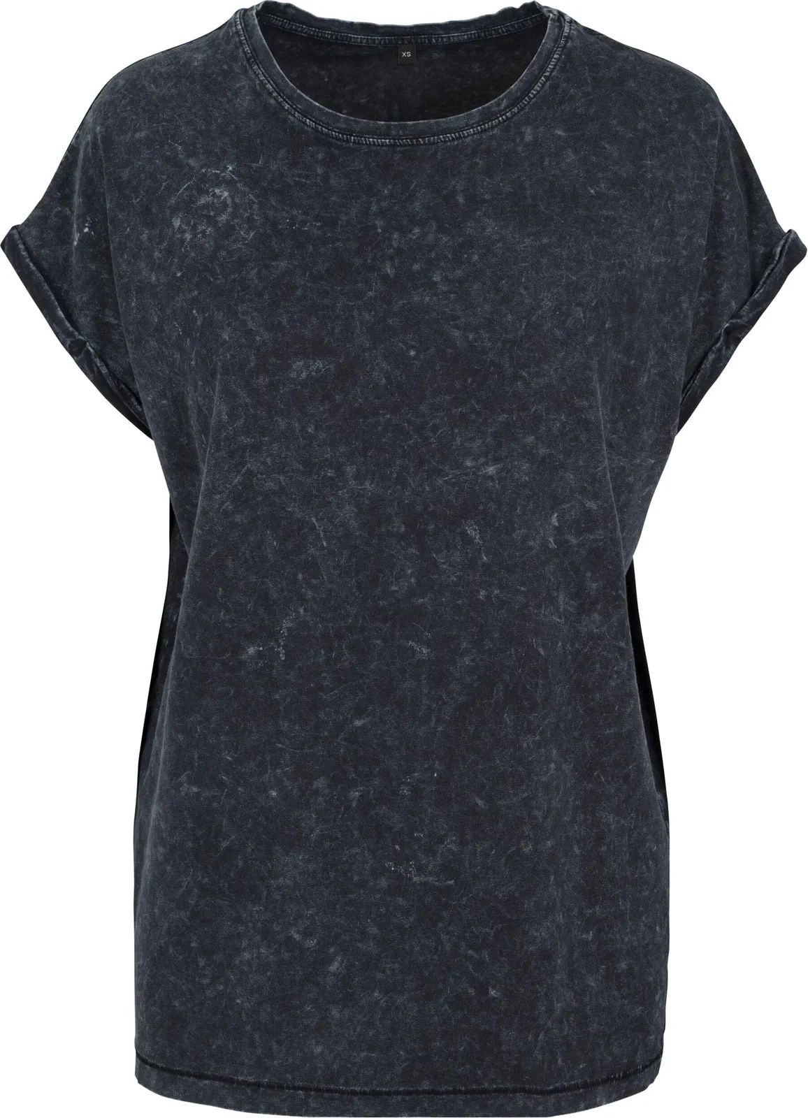 BYB-BY053-ladies-acid-washed-extended-shoulder-t-shirt-black-front-4 Build Your Brand Ladies Acid Washed Extended Shoulder Tee