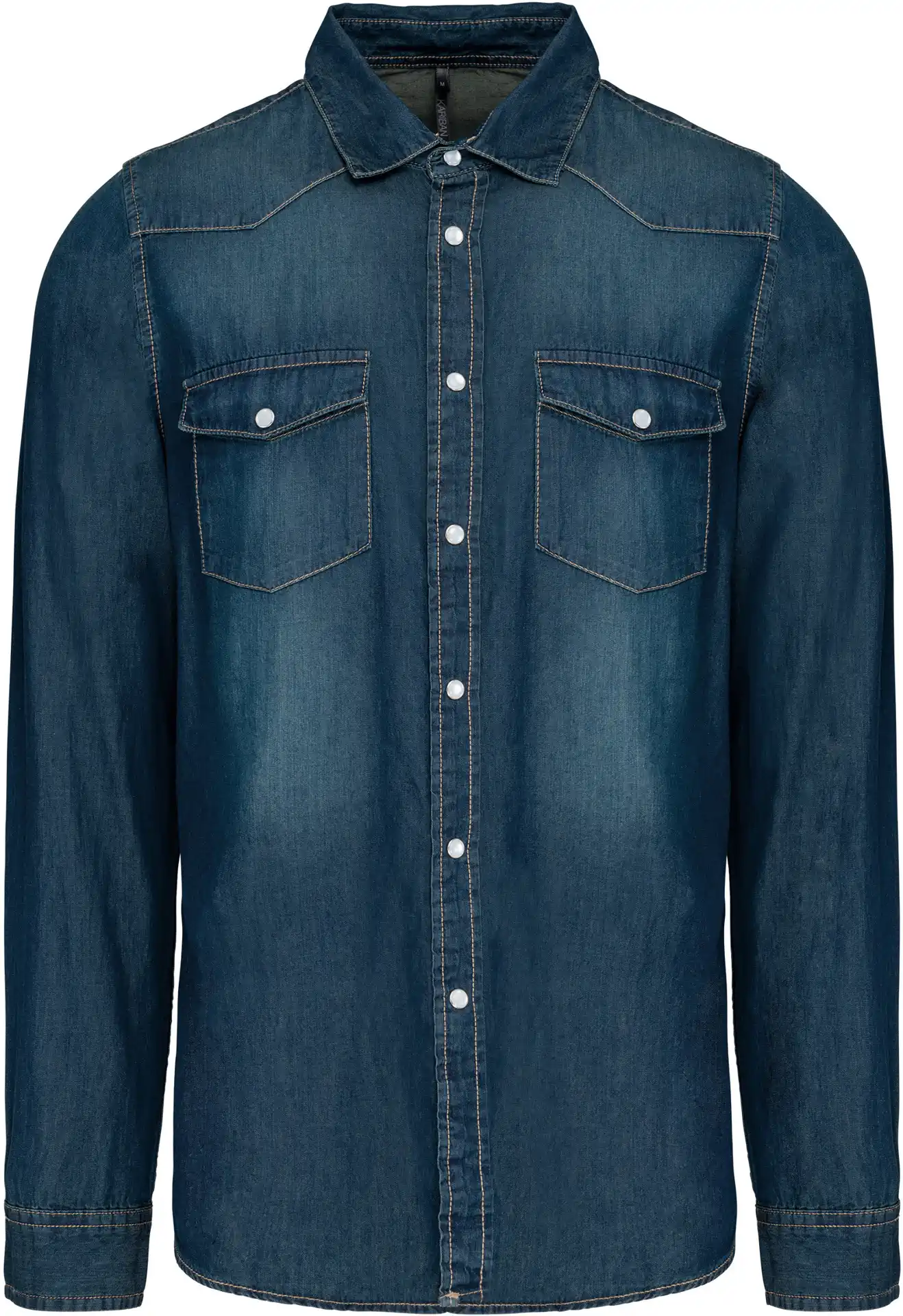 K519-denim-hemd-langarm-jeansblue-front-3 Kariban Denim Hemd langarm