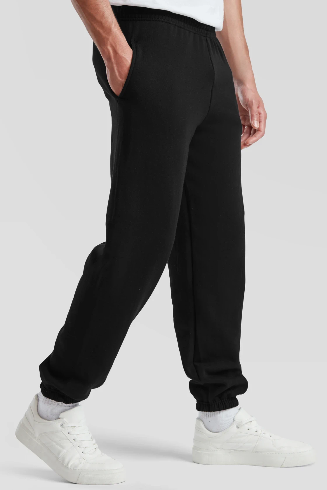 fruit-of-the-loom-64-026-0-classic-elasticated-cuff-jog-pants-black-model-1 F.O.L. Elasticated Cuff Jog Pants