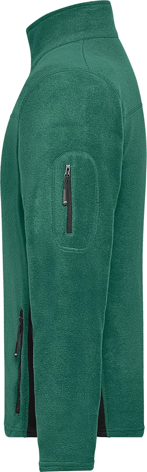 jn842-mens-workwear-fleece-jacket-darkgreen-black-left-4 James & Nicholson Men's Workwear Fleece Jacket -Strong-