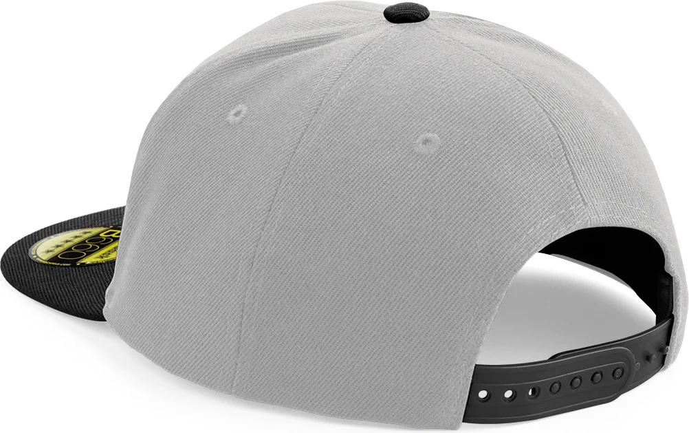 beechfield-b660-original-flat-peak-snapback-cap-grey-black-back-4 Beechfield Original Flat Peak Snapback Cap