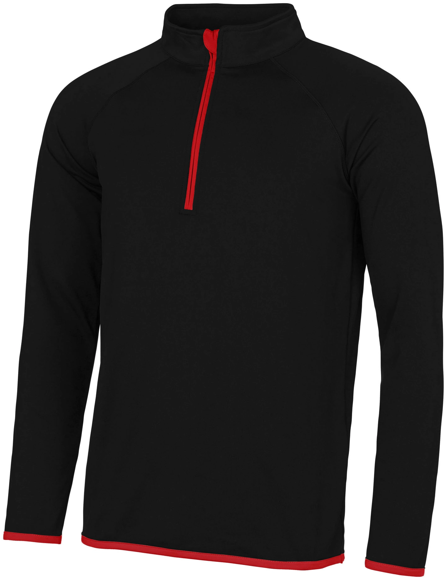 justcool-jc031-mens-cool-half-zip-sweatshirt-jetblack-firered-front-1 Just Cool Men's Cool 1/2 Zip Sweat