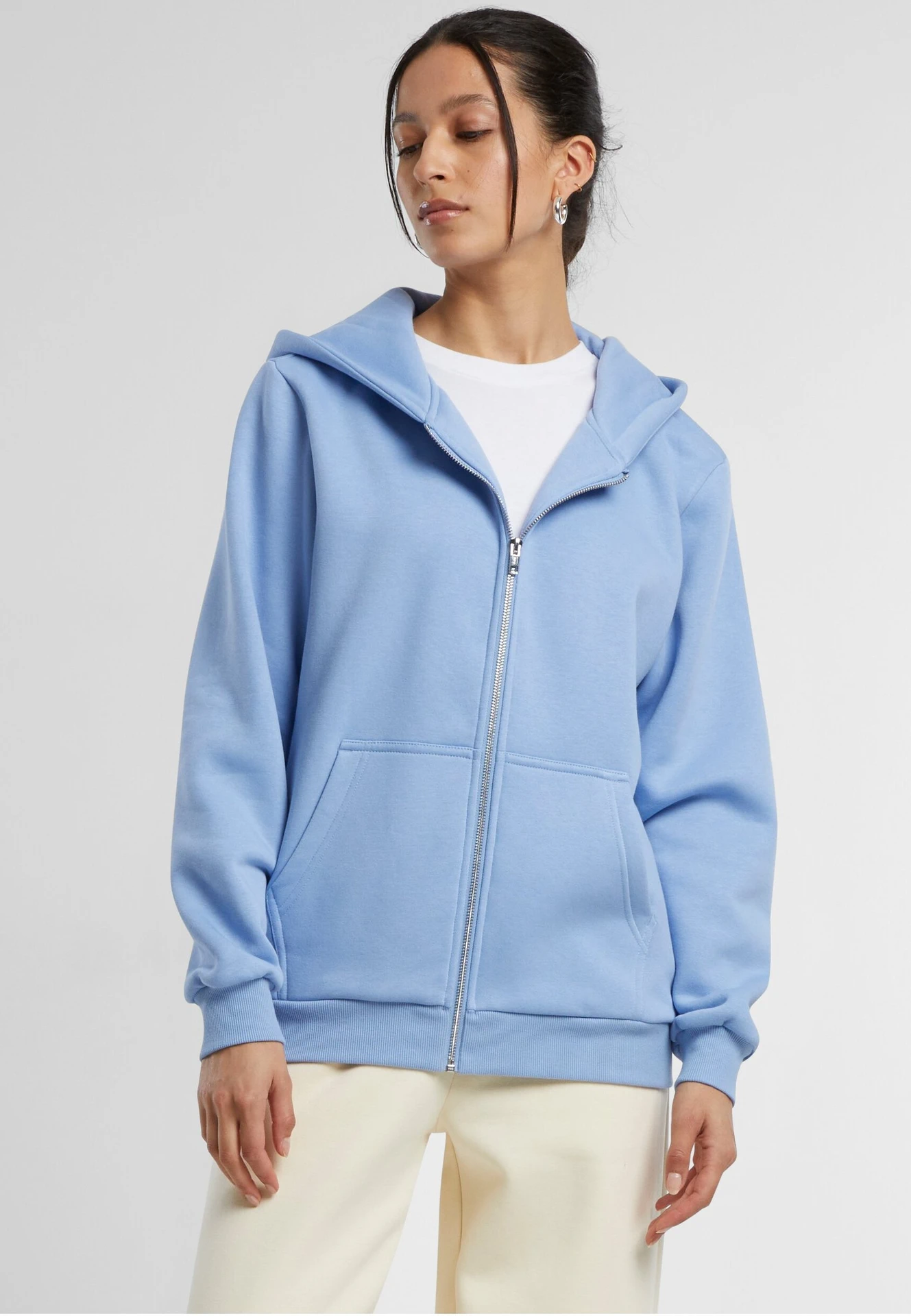 Build Your Brand Ladies Fluffy Zip Hoody