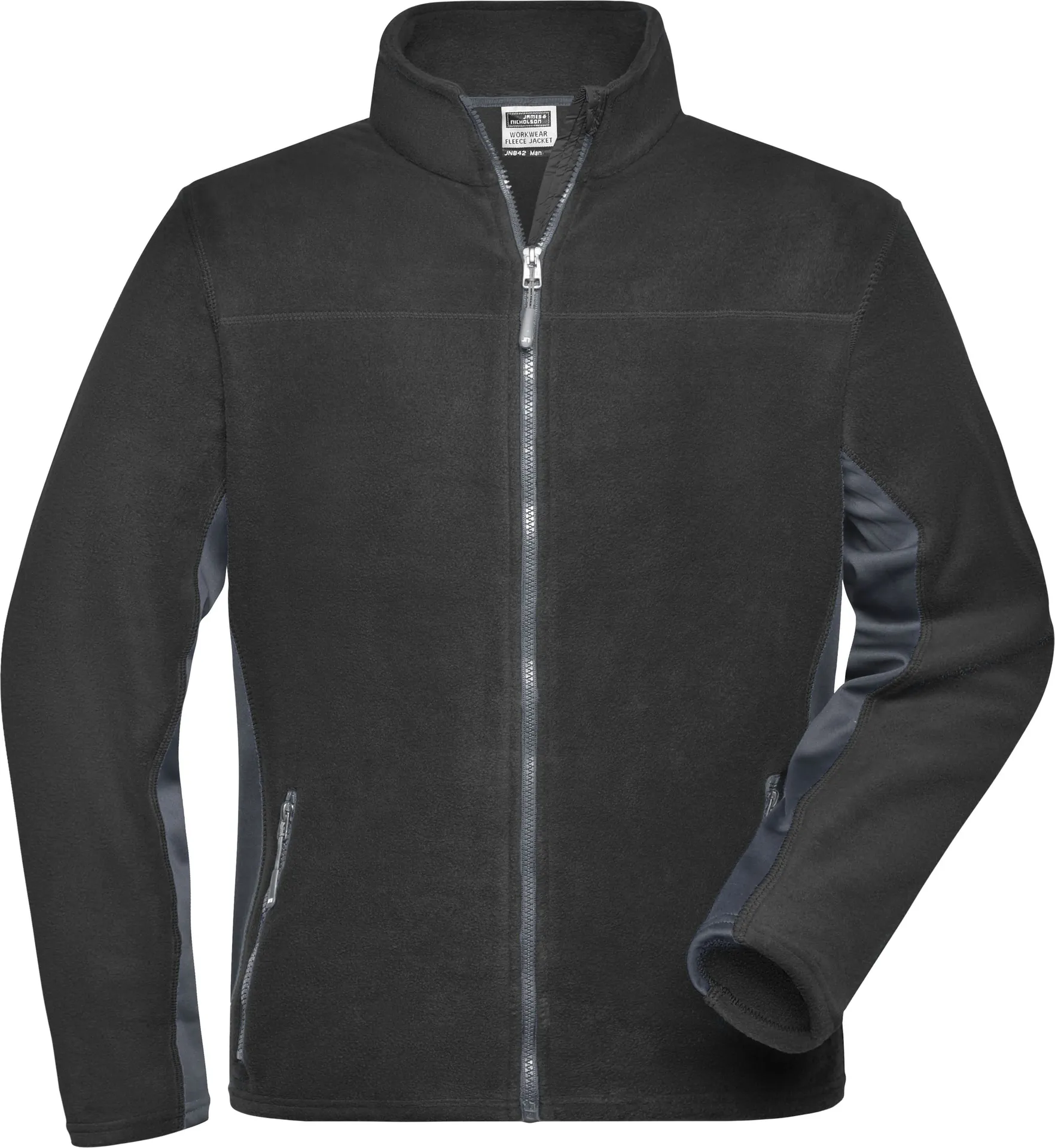 jn842-mens-workwear-fleece-jacket-black-carbon-front-3 James & Nicholson Men's Workwear Fleece Jacket -Strong-
