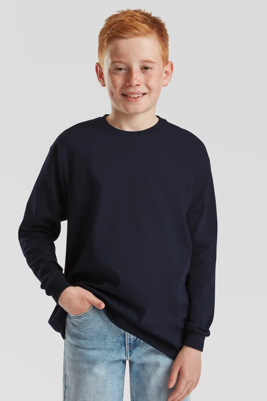 fruit-of-the-loom-61-007-0-kids-valueweight-long-sleeve-t-shirt-deepnavy-model-0 F.O.L. Long Sleeve Valueweight T Kids