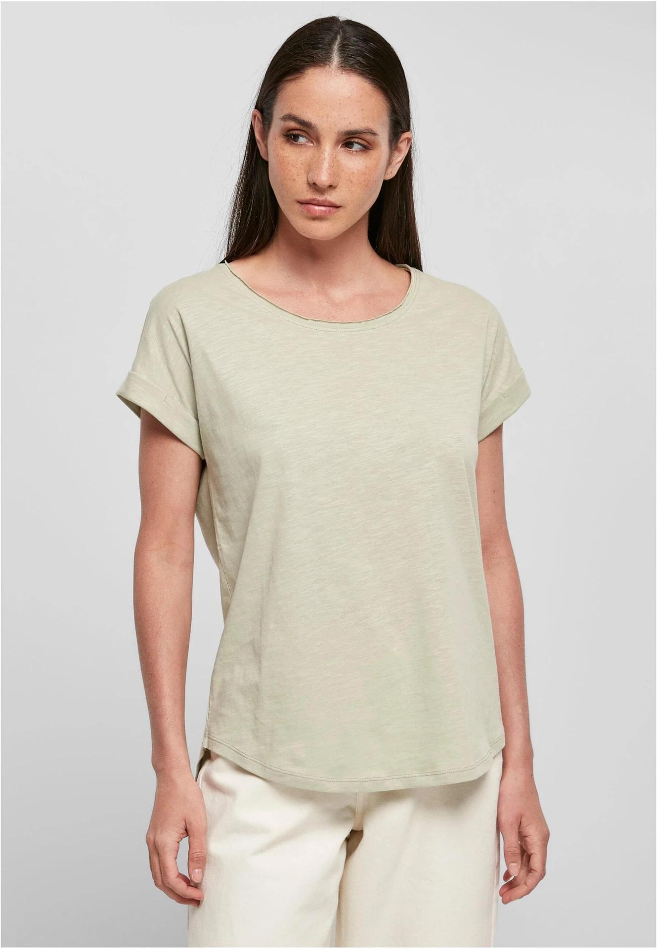 Build Your Brand Ladies Long Slub Tee