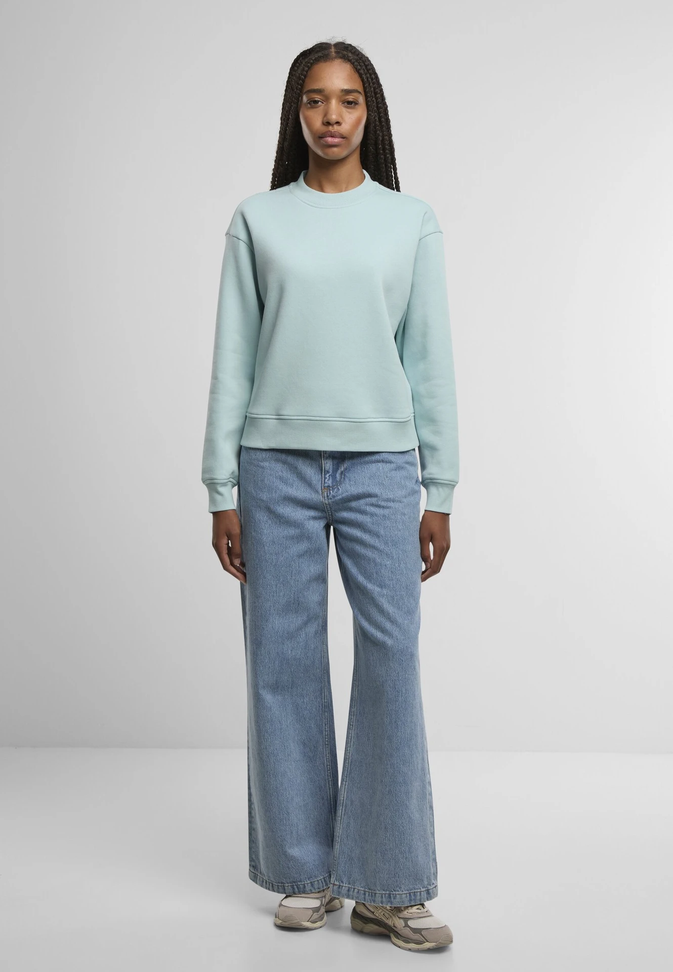 Build Your Brand Ladies Oversized Crewneck Sweatshirt