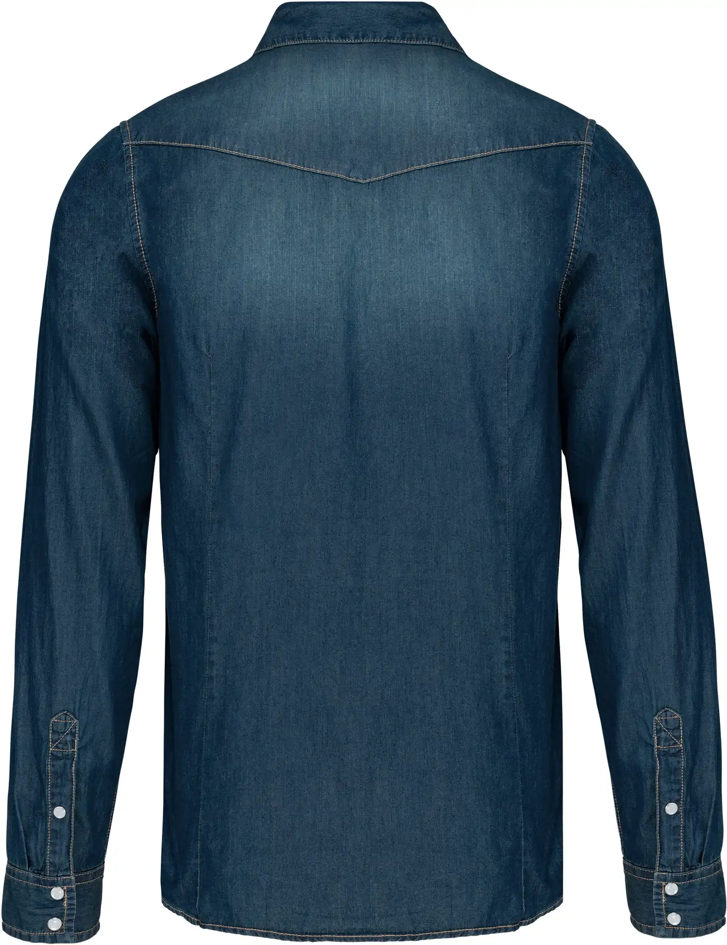 K519-denim-hemd-langarm-jeansblue-back-6 Kariban Denim Hemd langarm