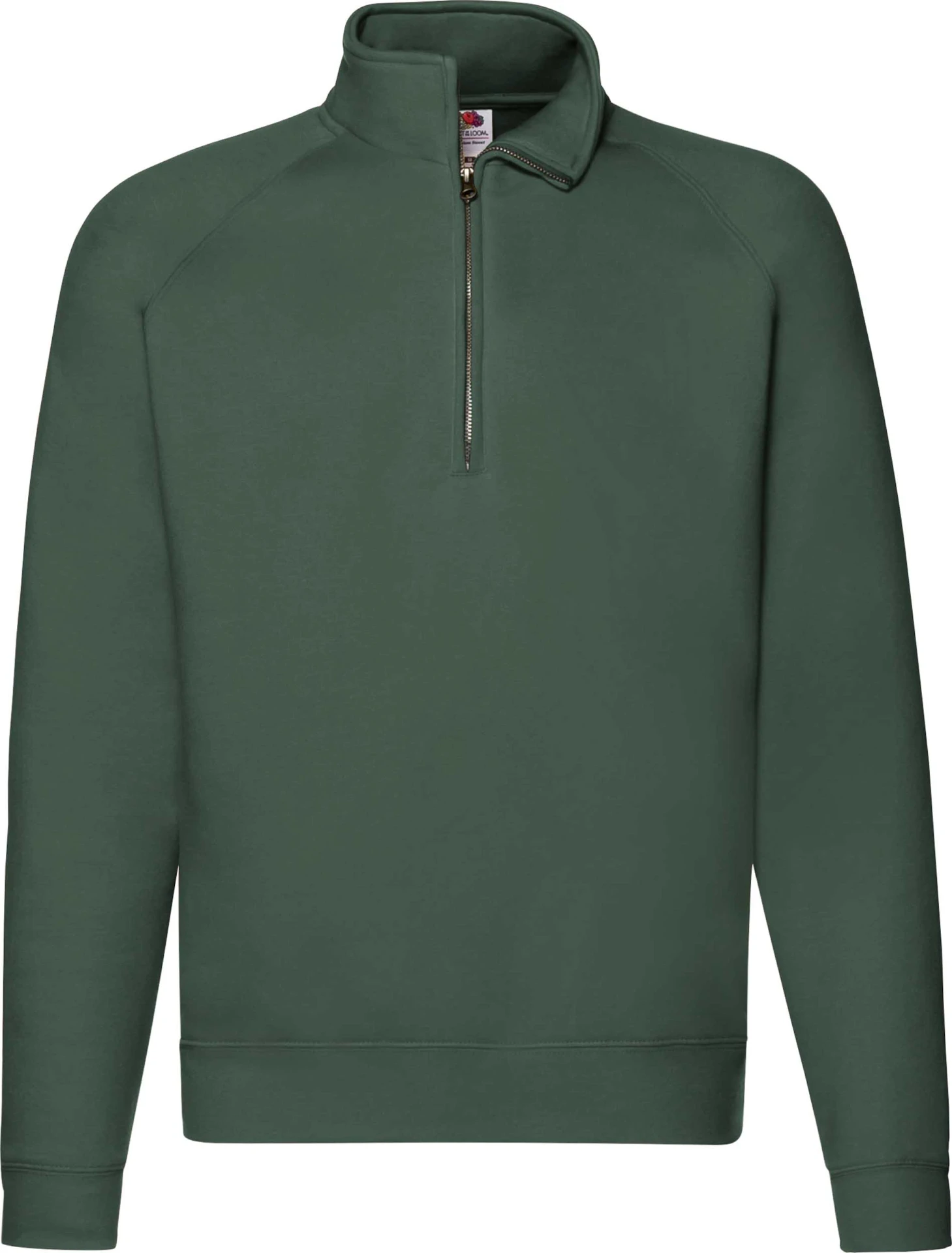 fruit-of-the-loom-62-032-0-premium-zip-neck-raglan-sweatshirt-bottlegreen-4 F.O.L. Zip-Neck Sweat mit 1/4 Zip