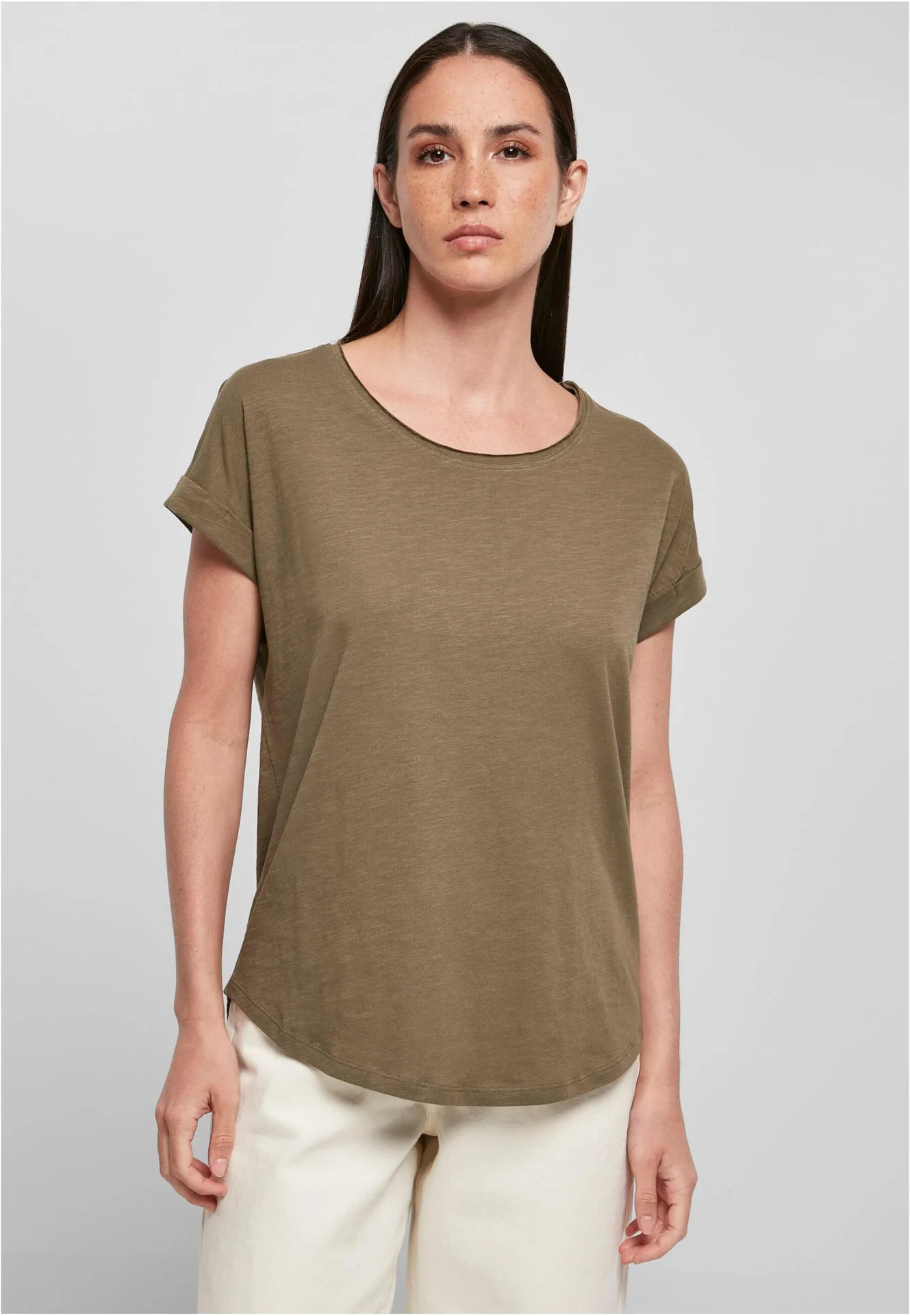Build Your Brand Ladies Long Slub Tee