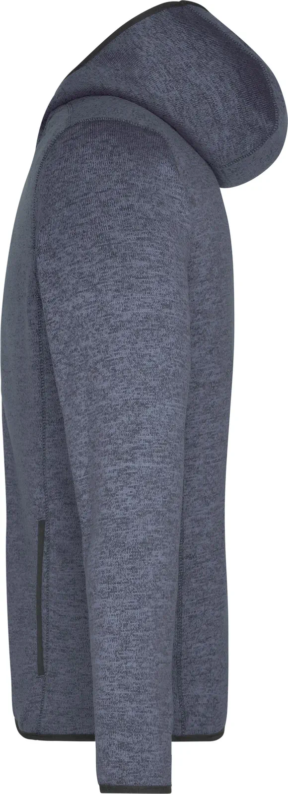 jn589-mens-knitted-fleece-hoody-denimmelange-black-left-4 James & Nicholson Men's Knitted Fleece Hoody