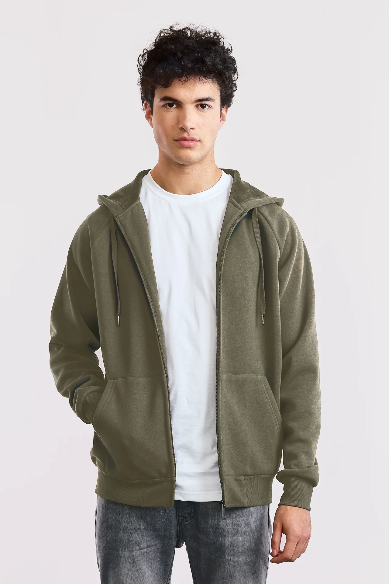 promodoro-5500-unisex-heavy-hoodie-jacket-khaki-model-0 Promodoro Unisex Heavy Hoodie Jacket